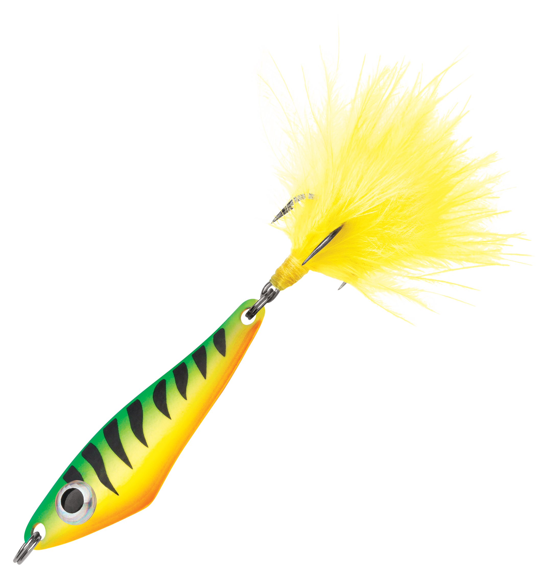 Image of "VMC Hatchet Ice Spoon - Glow Fire Shiner - 1-1/2"", 1/8 oz."