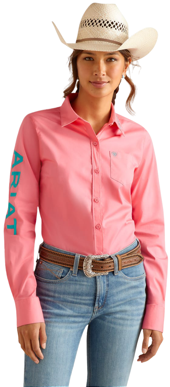 Image of Ariat Team Kirby Stretch Embroidery Long-Sleeve Button - Camellia Rose