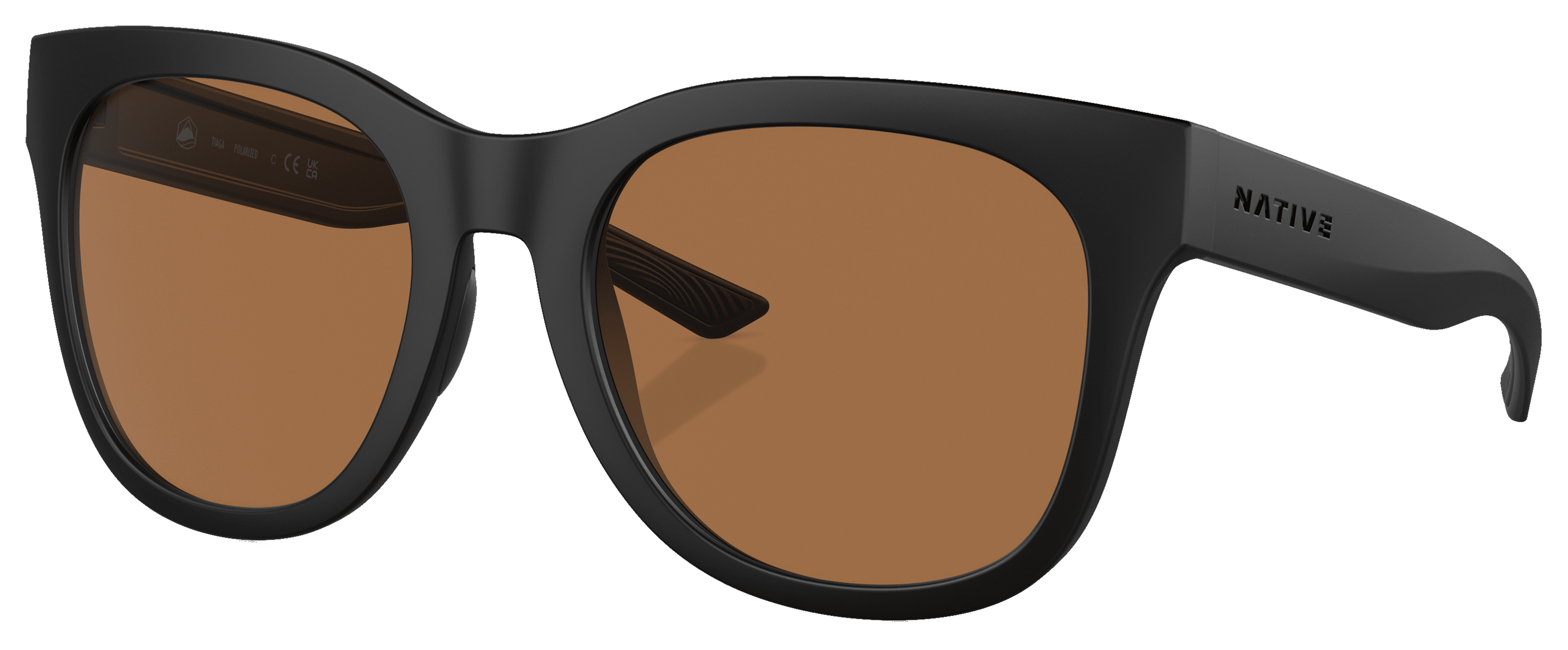 Image of Native Eyewear Tiaga XD9044 Polarized Sunglasses for Ladies - Matte Black - Brown - X-Large