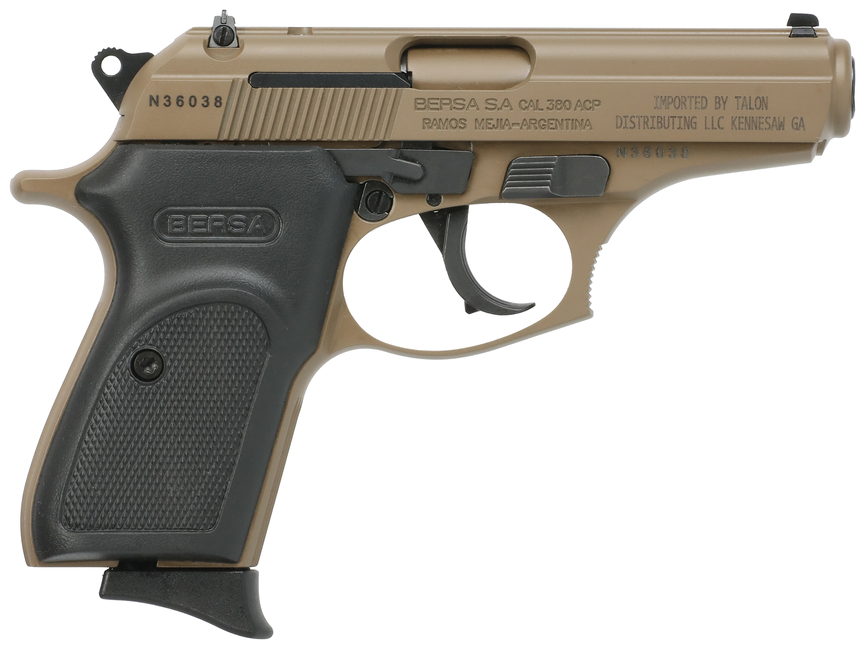 Bersa Thunder 380 SemiAuto Pistol  Matte BlackFlat Dark Earth Cerakote