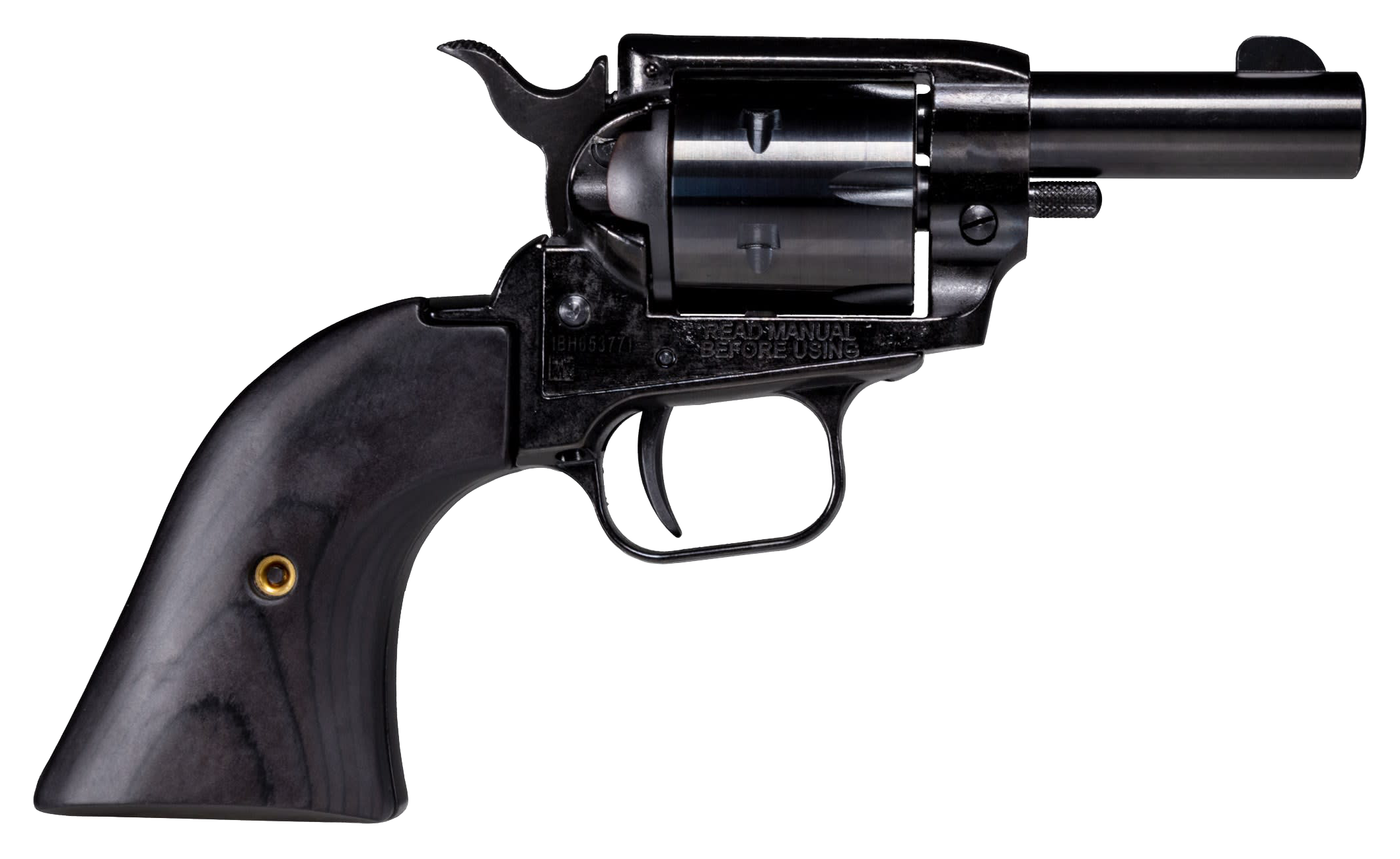 Heritage Barkeep SingleAction Rimfire Revolver with Black Laminate Grips  268 Barrel  Black
