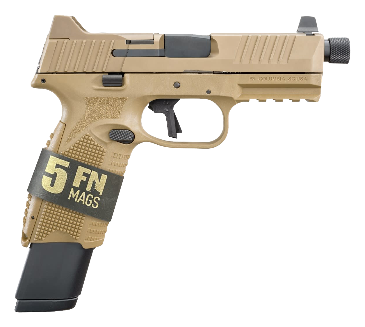 Image of FN 509 Tactical Semi-Auto Pistol - Right - Flat Dark Earth - Black Polymer - 10 + 1