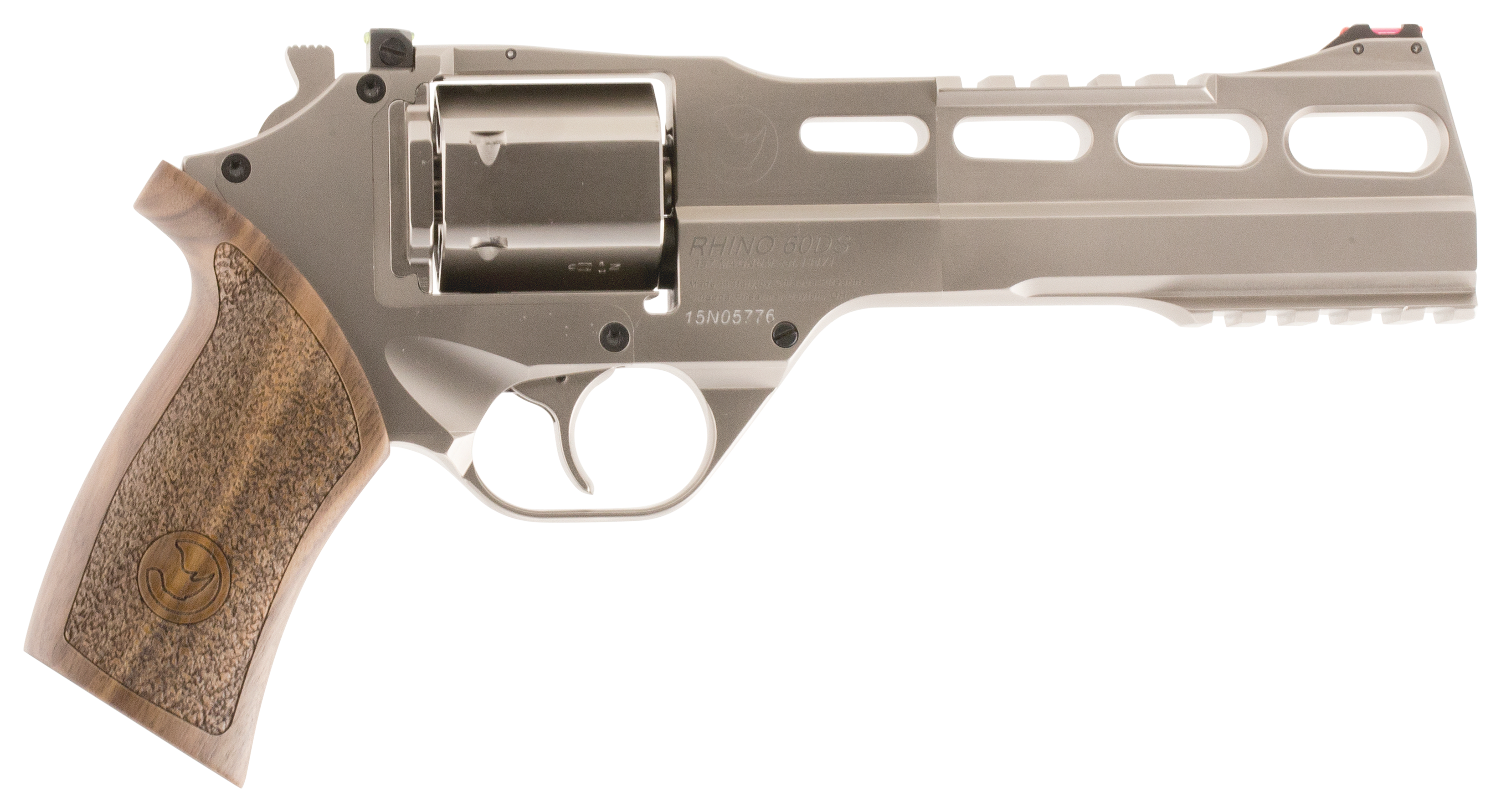 Chiappa Firearms Rhino 60DS DASA Revolver  357 Mag38 Special  Nickel Plated  Wood