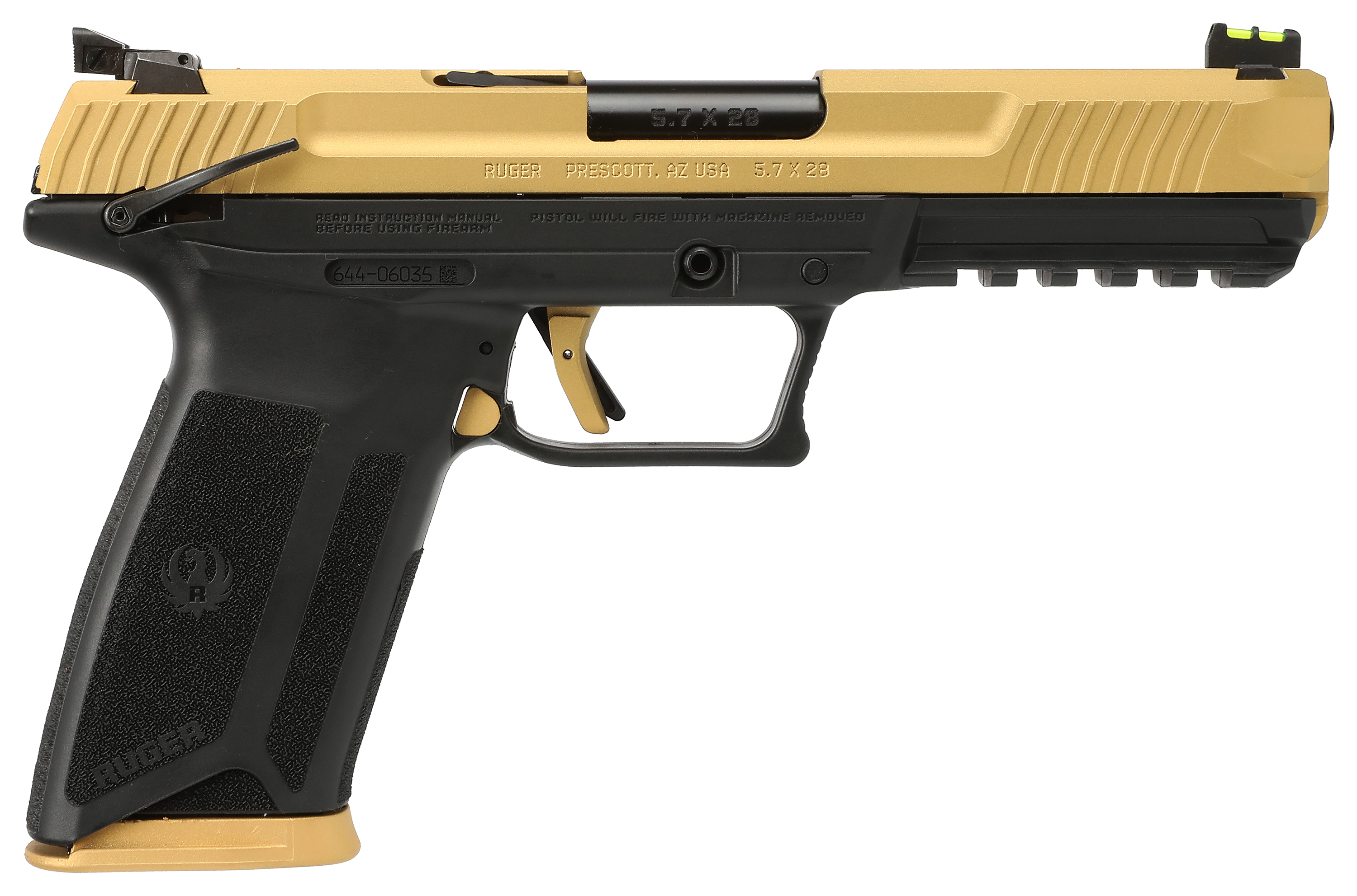 Ruger57 Pistol  57x28mm  494  Shimmer Gold Cerakote  Black Polymer  20  1