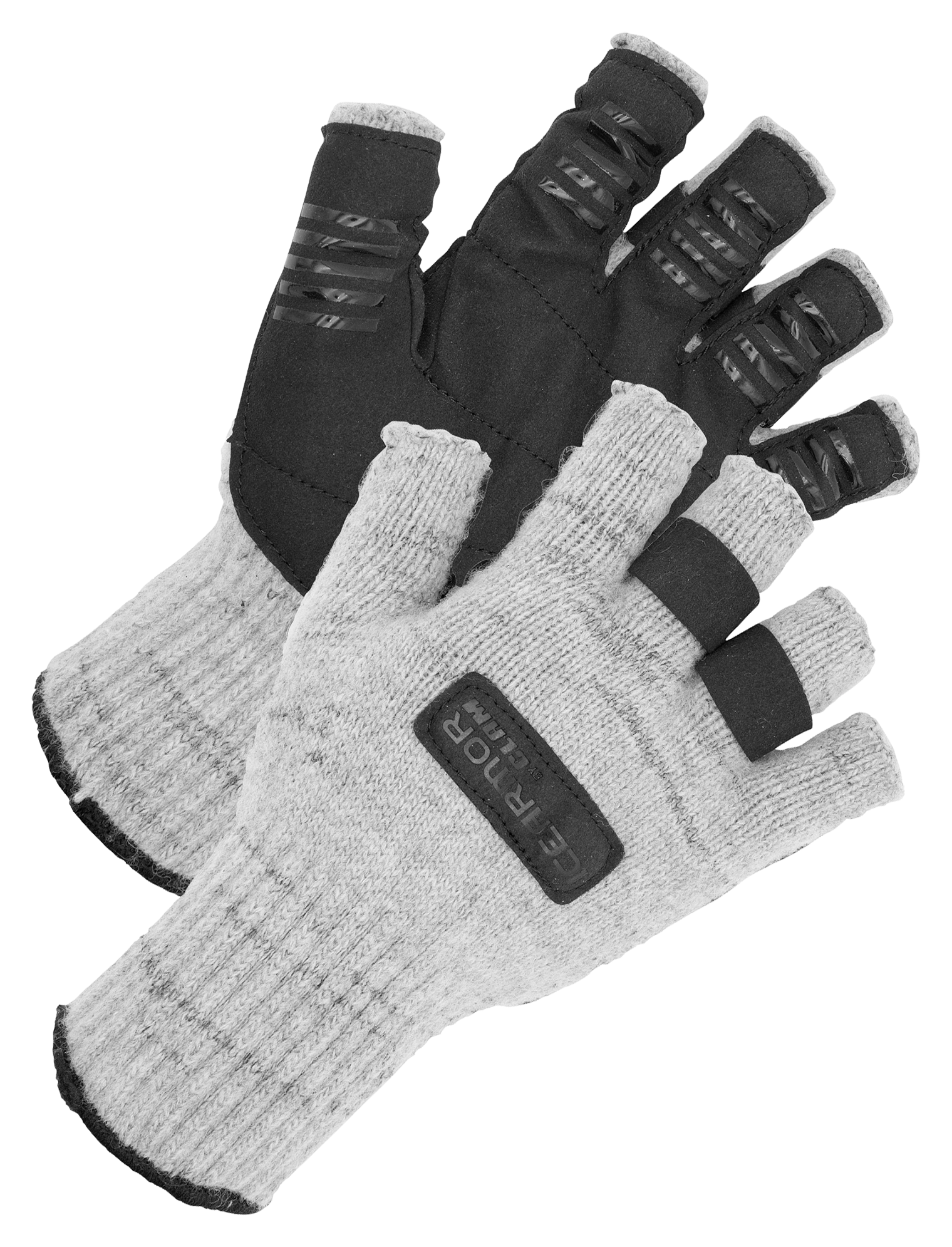 Image of IceArmor by Clam Wooly Fingerless Gloves - Grey/Black - M