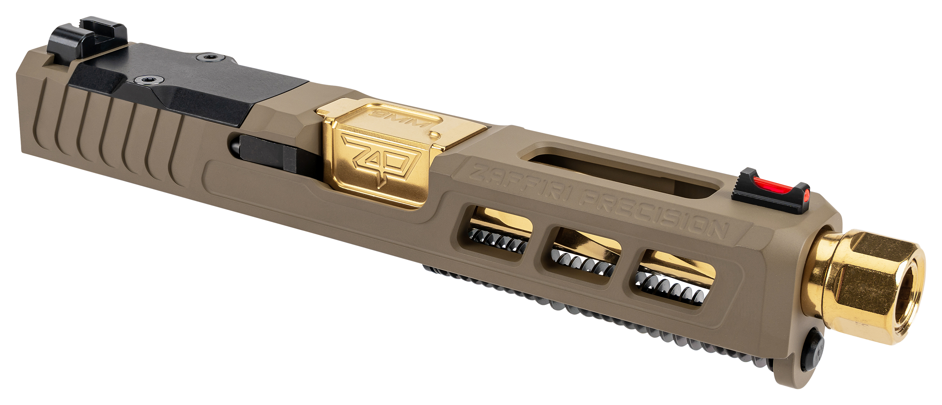 Zaffiri Precision GLOCK 19 Gen 3 Complete Upper with Threaded Barrel - FDE/Gold - Zaffiri Precision