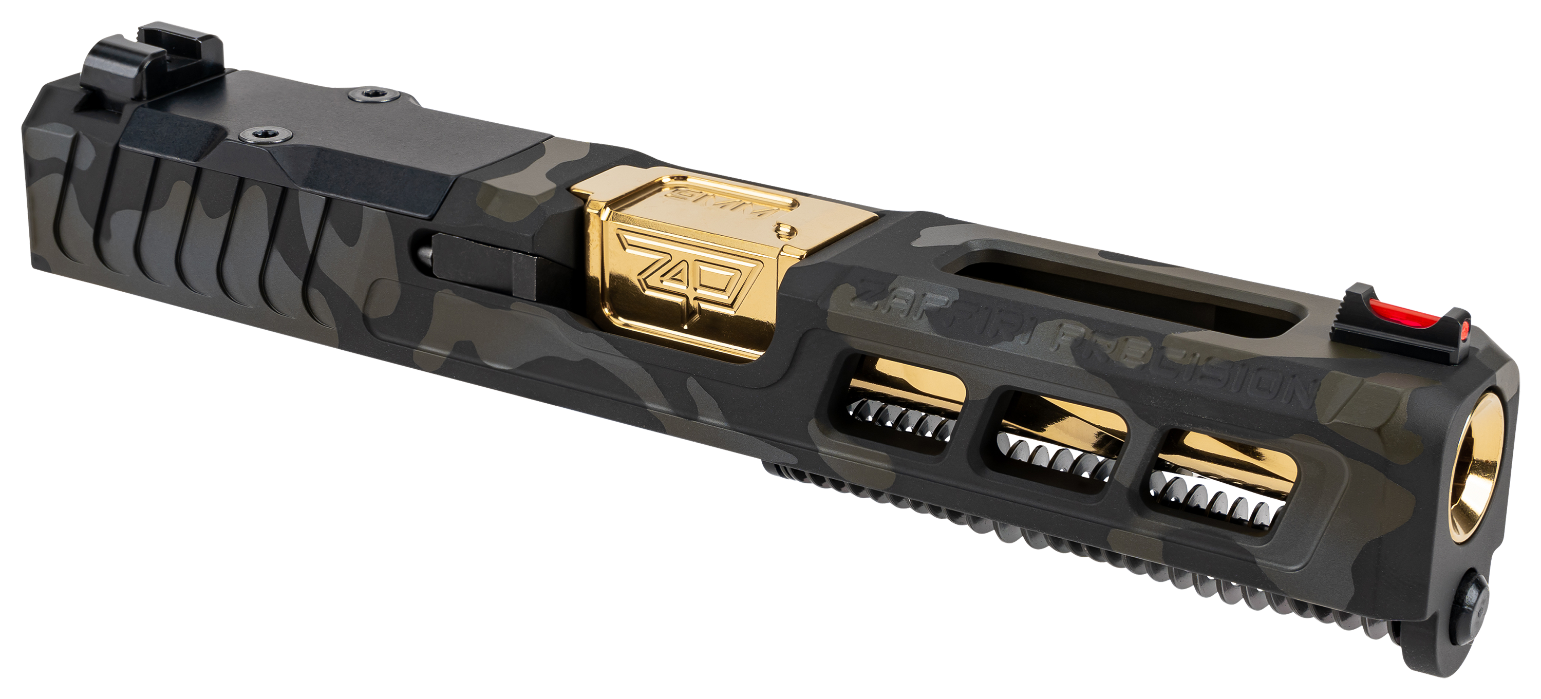 Image of Zaffiri Precision GLOCK 19 Gen 3 Complete Upper with Flush and Crown Barrel - Multicam Black/Gold