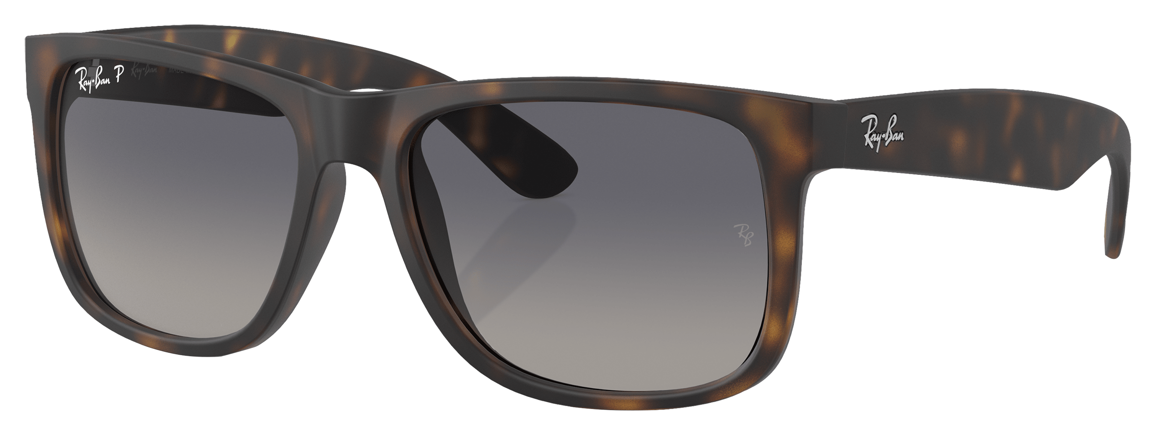 Image of Ray-Ban Justin RB4165 Gradient Polarized Sunglasses - Matte Havana/Blue Gradient - Small