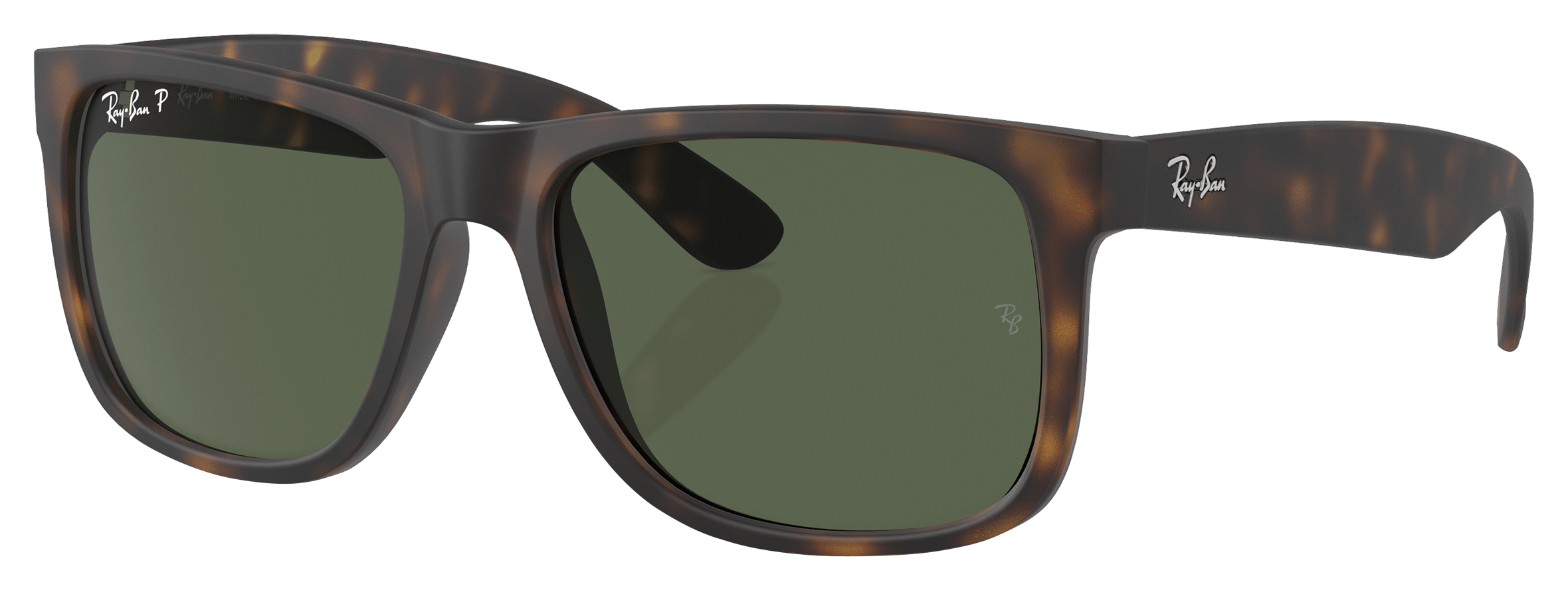 Image of Ray-Ban Justin Classic RB4165 Polarized Sunglasses - Matte Havana/Dark Green Classic - Small