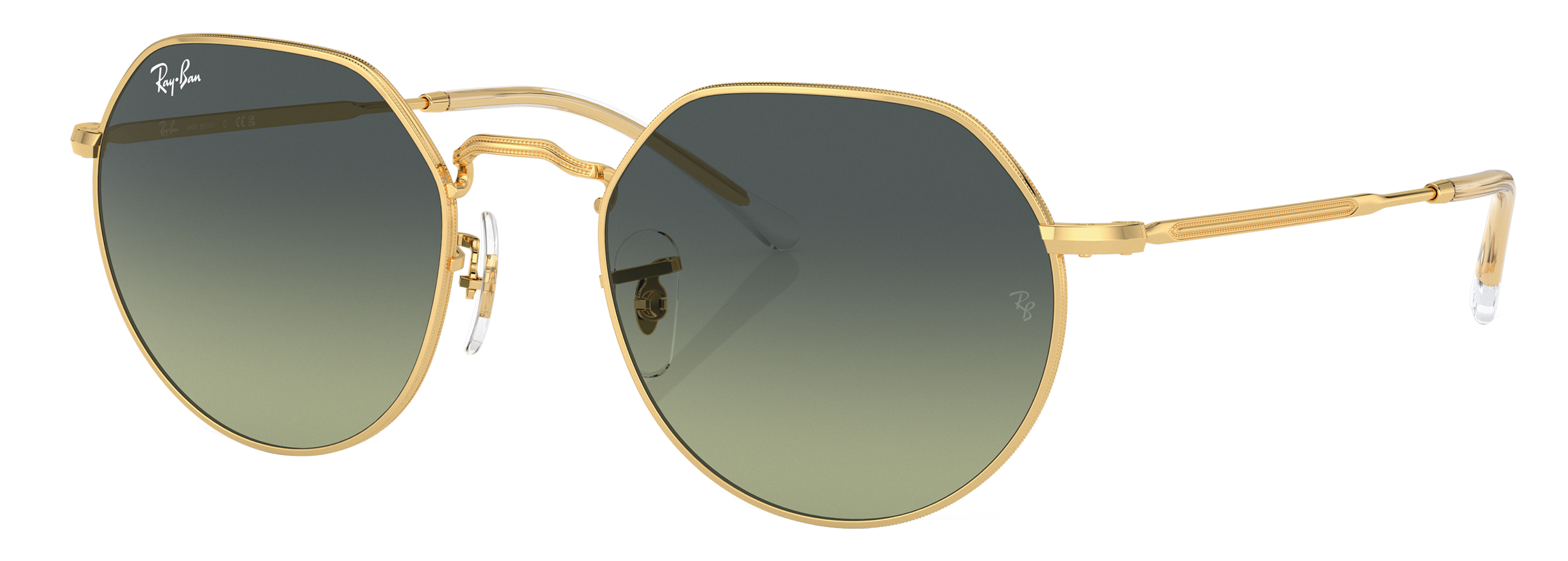 Image of Ray-Ban Jack RB3565 Gradient Glass Sunglasses - Polished Gold - Green Vintage Gradient - Large