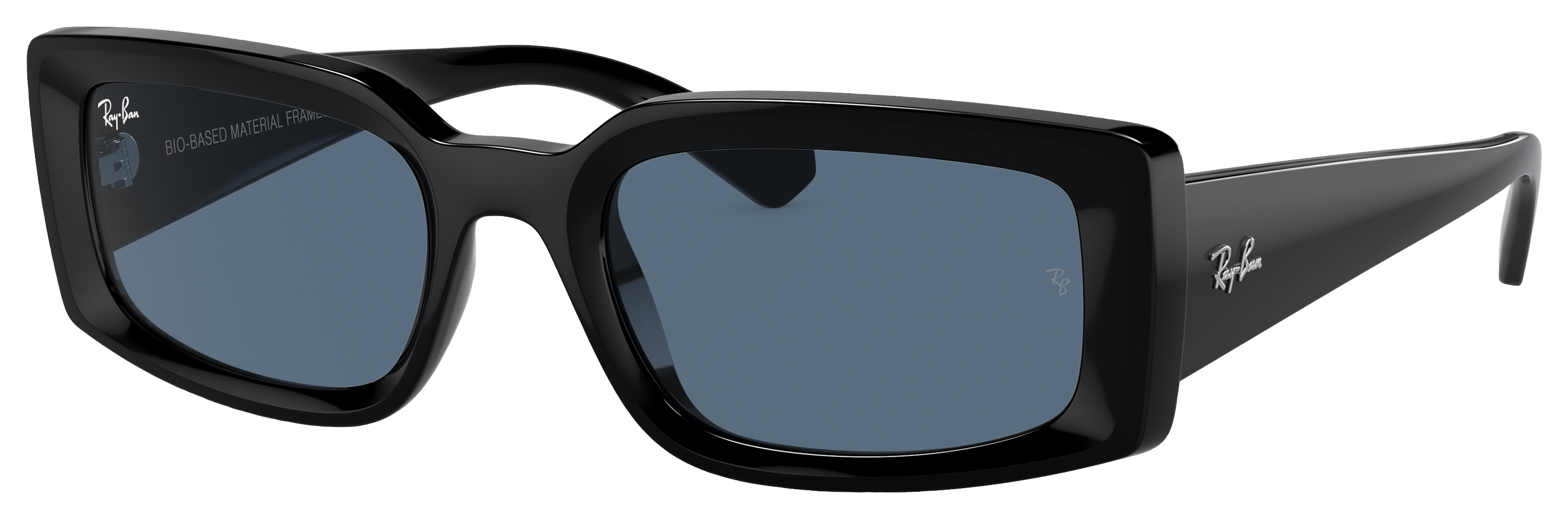 Image of Ray-Ban Kiliane Bio-Based RB4395 Sunglasses - Polished Black - Dark Blue Classic - Medium