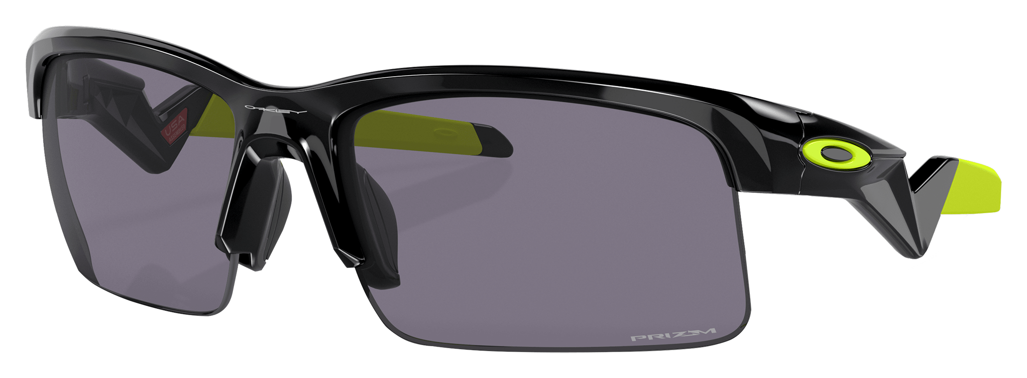 Image of Oakley Jr. Capacitor OJ9013 Prizm Grey Mirror Sunglasses for Kids - Polished Black/Prizm Gray Mirror - X-Large