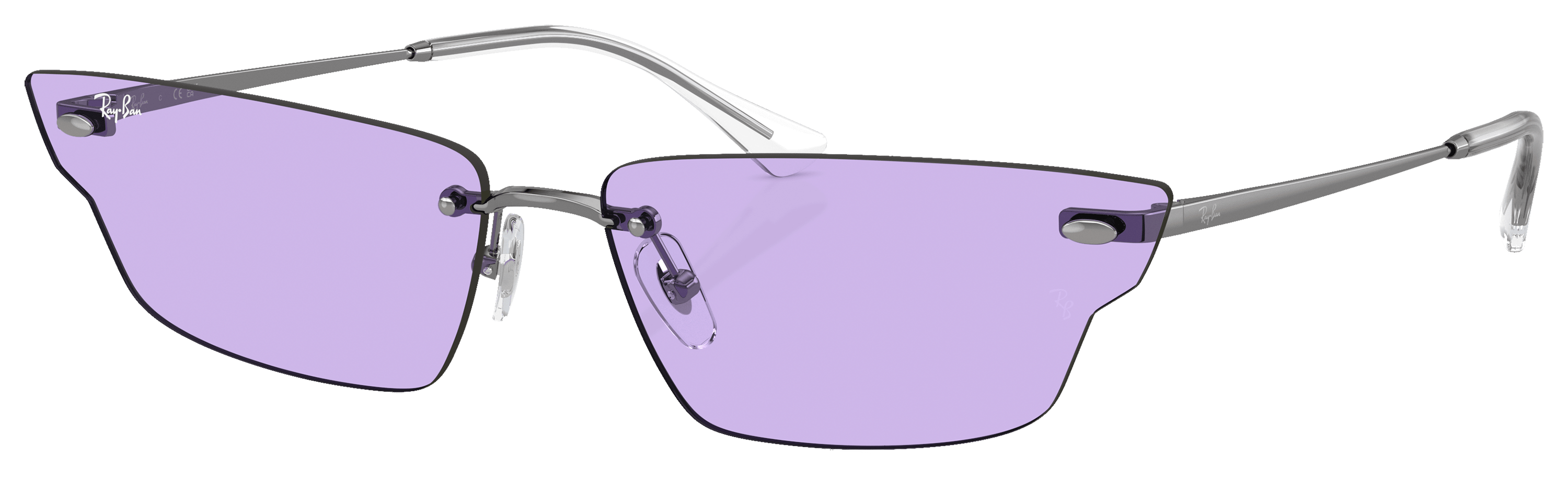 Image of Ray-Ban Anh Bio-Based RB3731 Sunglasses - Polished Gunmetal/Violet Classic - Medium