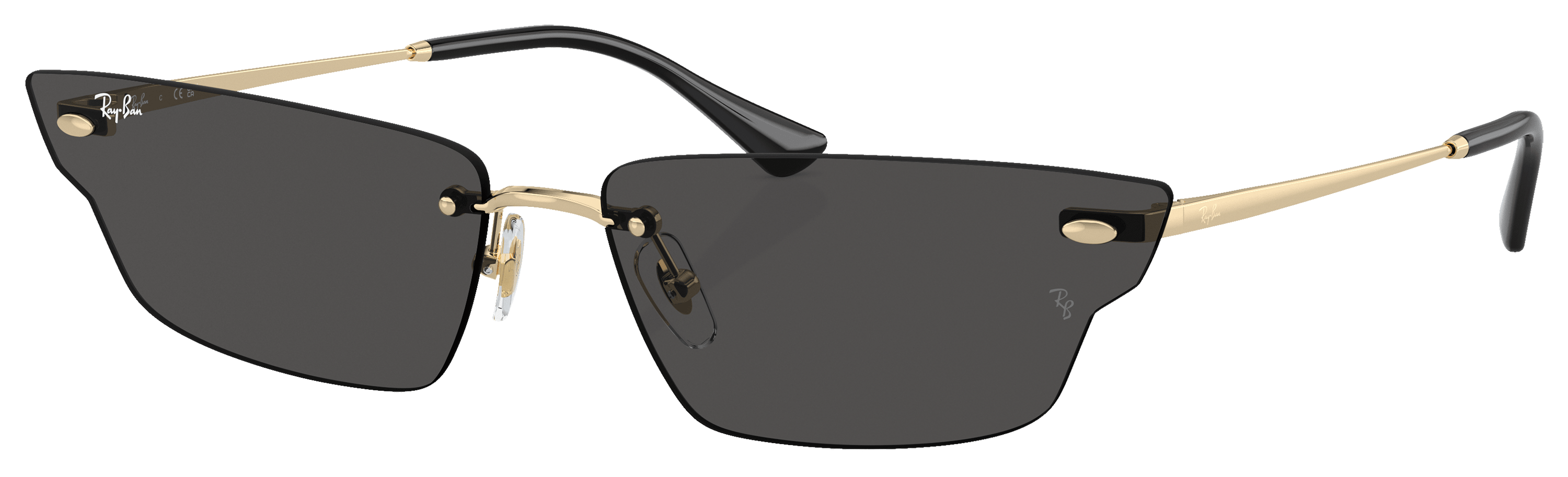 Image of Ray-Ban Anh Bio-Based RB3731 Sunglasses - Polished Light Gold/Dark Gray Classic - Medium