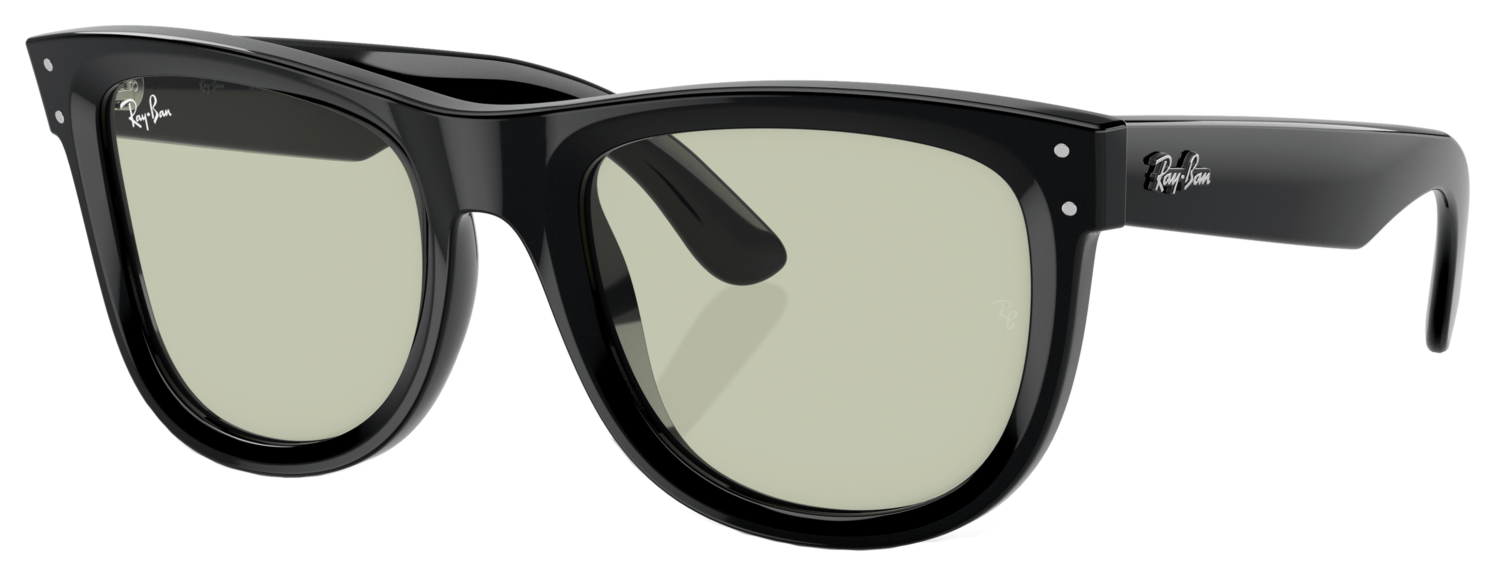 Ray-Ban Wayfarer Reverse RBR0502S Sunglasses - Polished Black/Light Green Classic