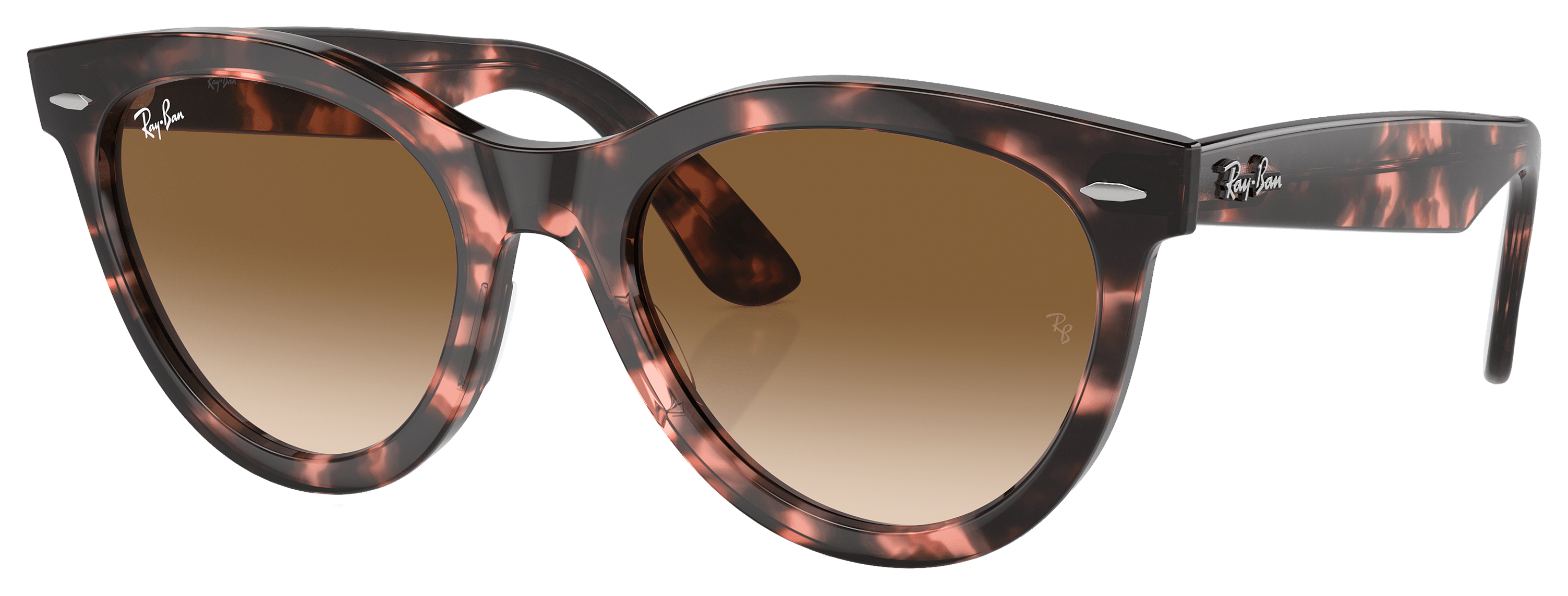 Image of Ray-Ban Wayfarer Way RB2241 Gradient Glass Sunglasses - Polished Pink Havana/Clear/Brown Gradient - X-Large