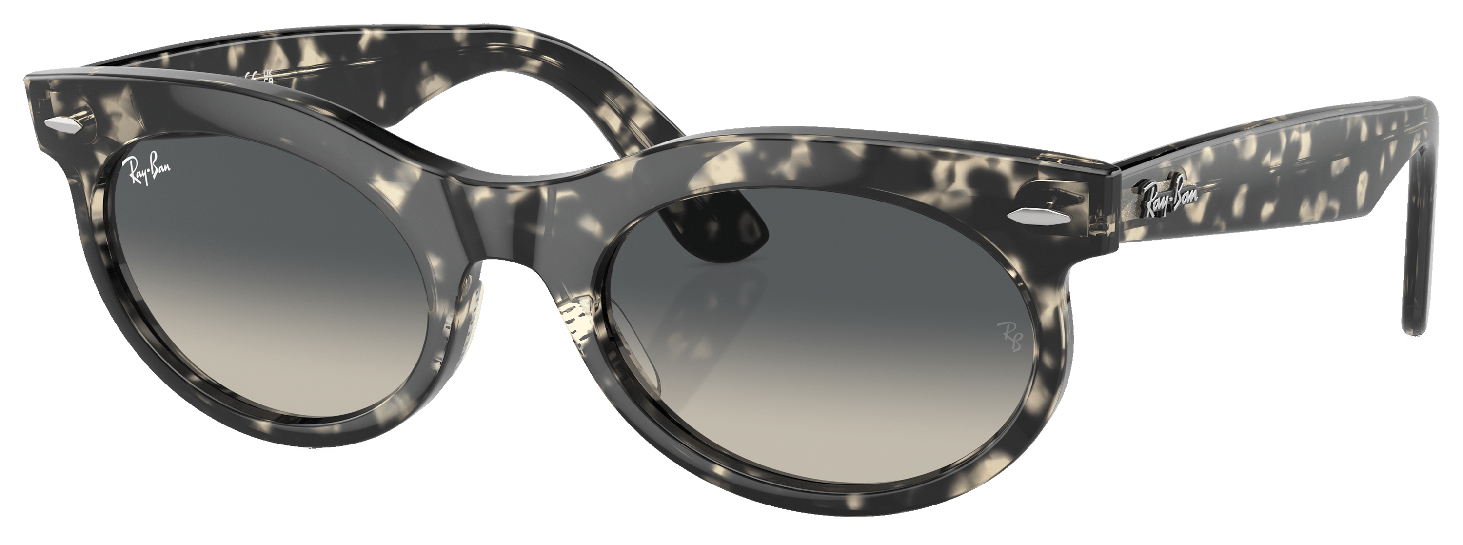 Image of Ray-Ban Wayfarer Oval RB2242 Gradient Glass Sunglasses - Polished Gray Havana/Gray Gradient - Large