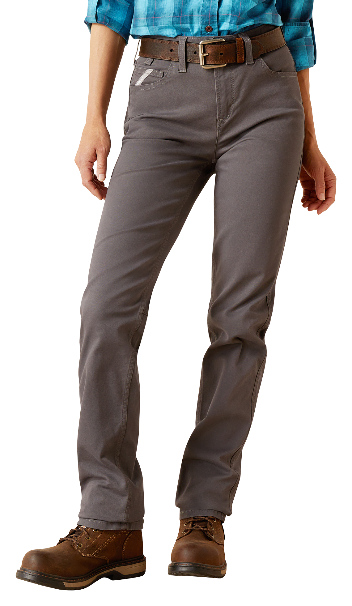 Ariat Rebar Perfect Rise Made Tough Straight Leg Pants for Ladies - Rebar Grey - 32 - Extra Long