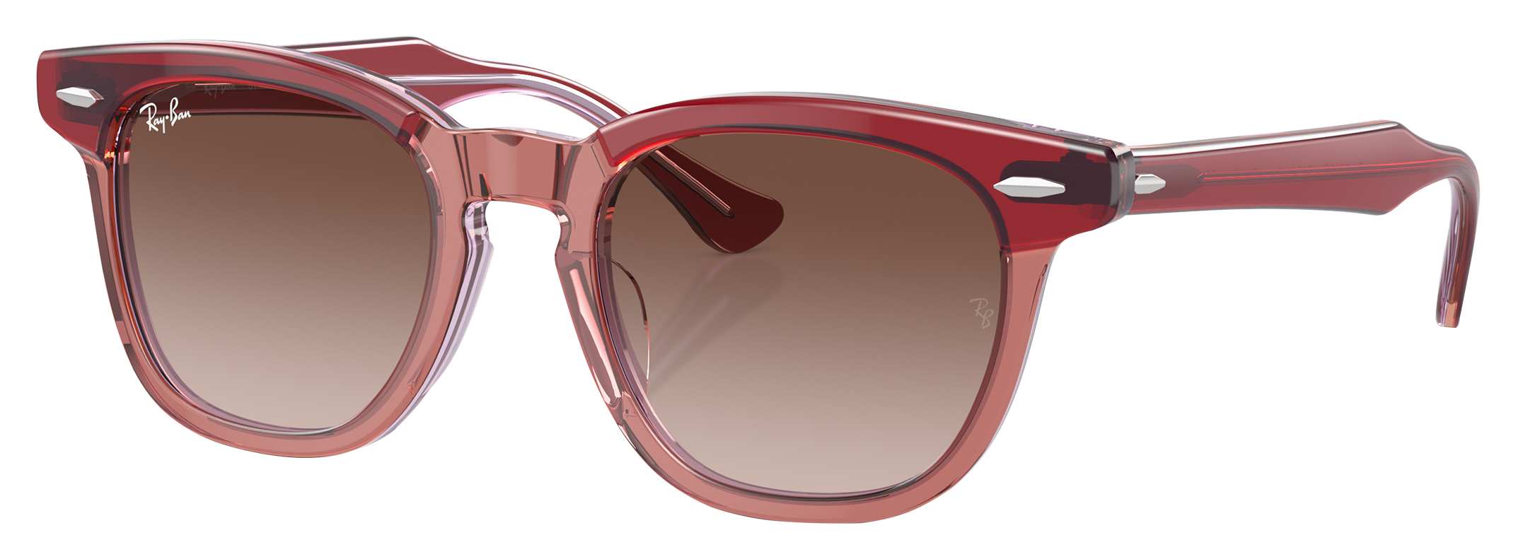 Image of Ray-Ban Jr. RJ9098S Gradient Polarized Sunglasses for Kids - Polished Top Red/Orange/Light Purple/Brown Gradient