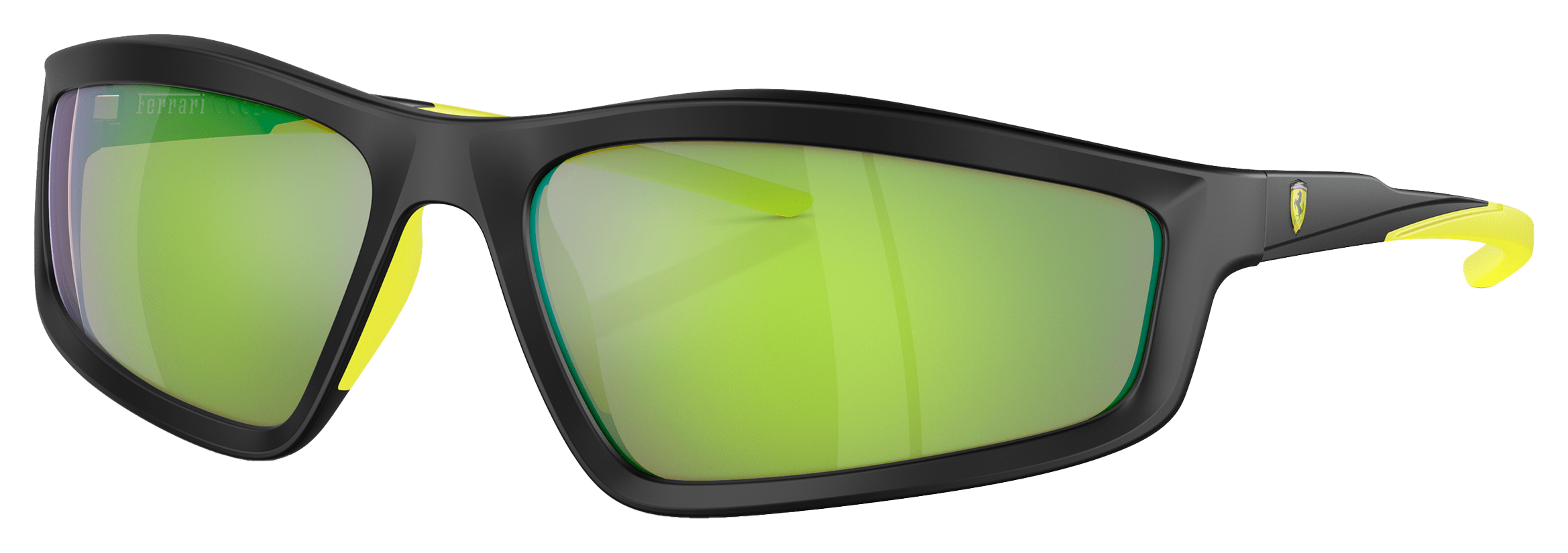 Image of Scuderia Ferrari FZ6007U Sunglasses - Matte Black/Lime/Green Mirror - XX-Large