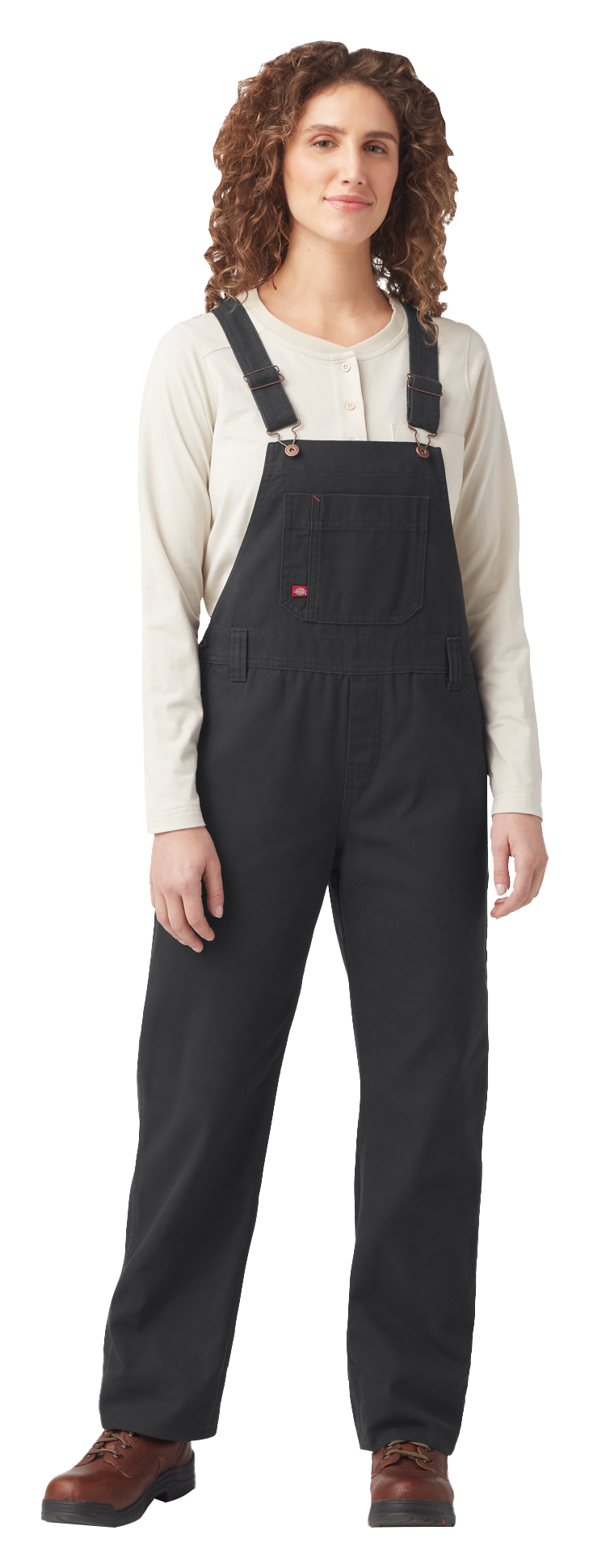 Image of Dickies Relaxed-Fit Bib Overalls for Ladies - Rinsed Black - L