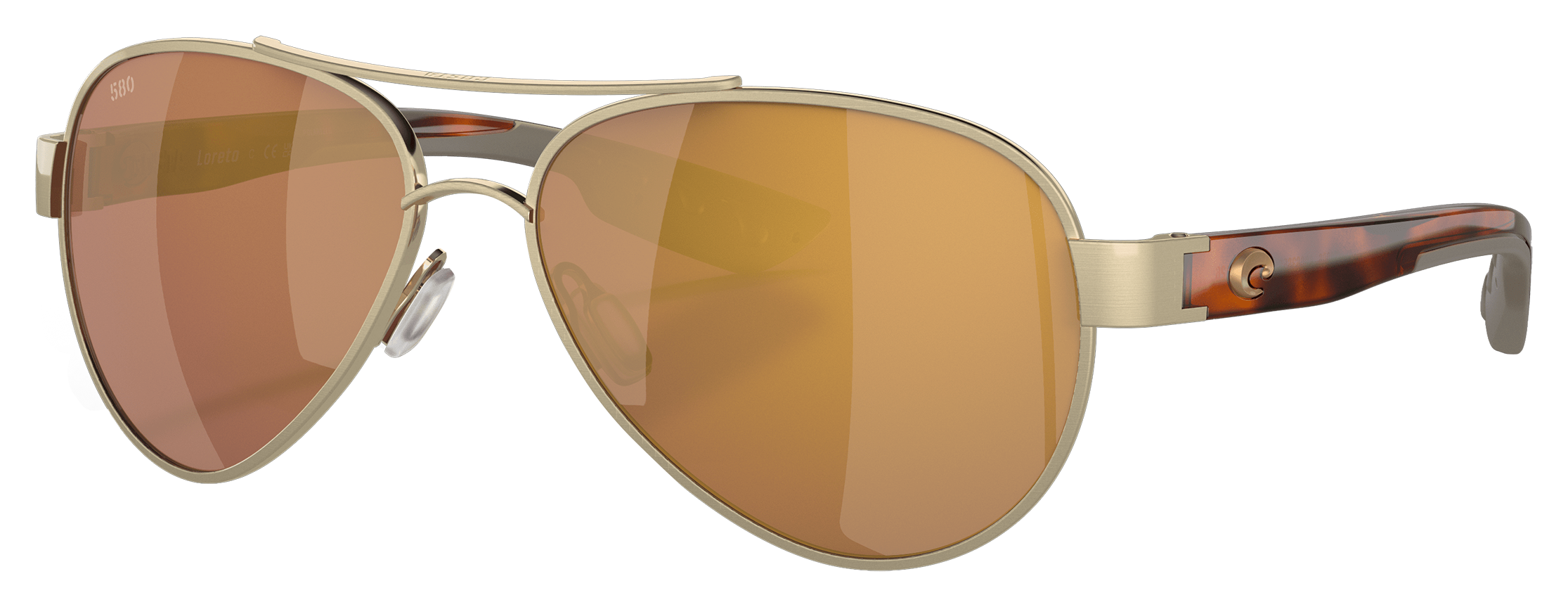 Image of Costa Del Mar Loreto 580G Glass Polarized Sunglasses for Ladies - Brushed Gold/Gold Mirror - Medium