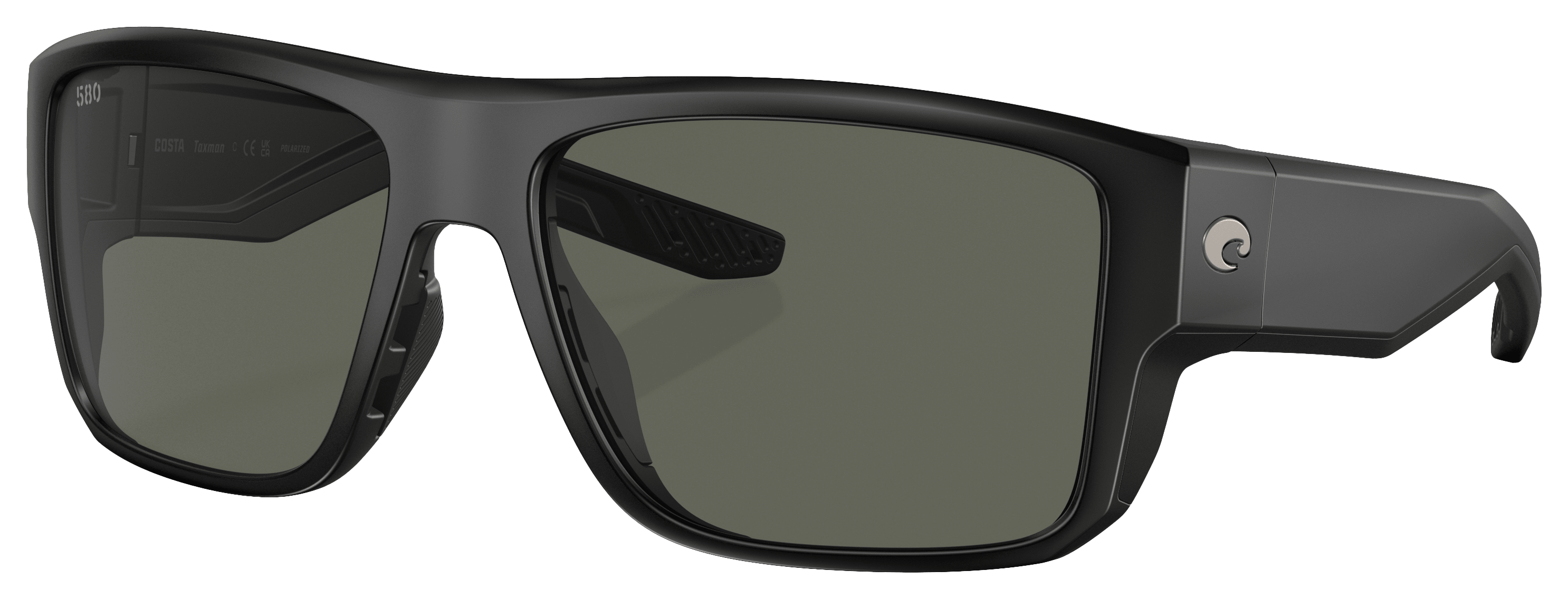 Costa Del Mar Taxman Sunglasses – Matte Black / Gold Mirror Polarized Glass 580G, Men's Rectangle