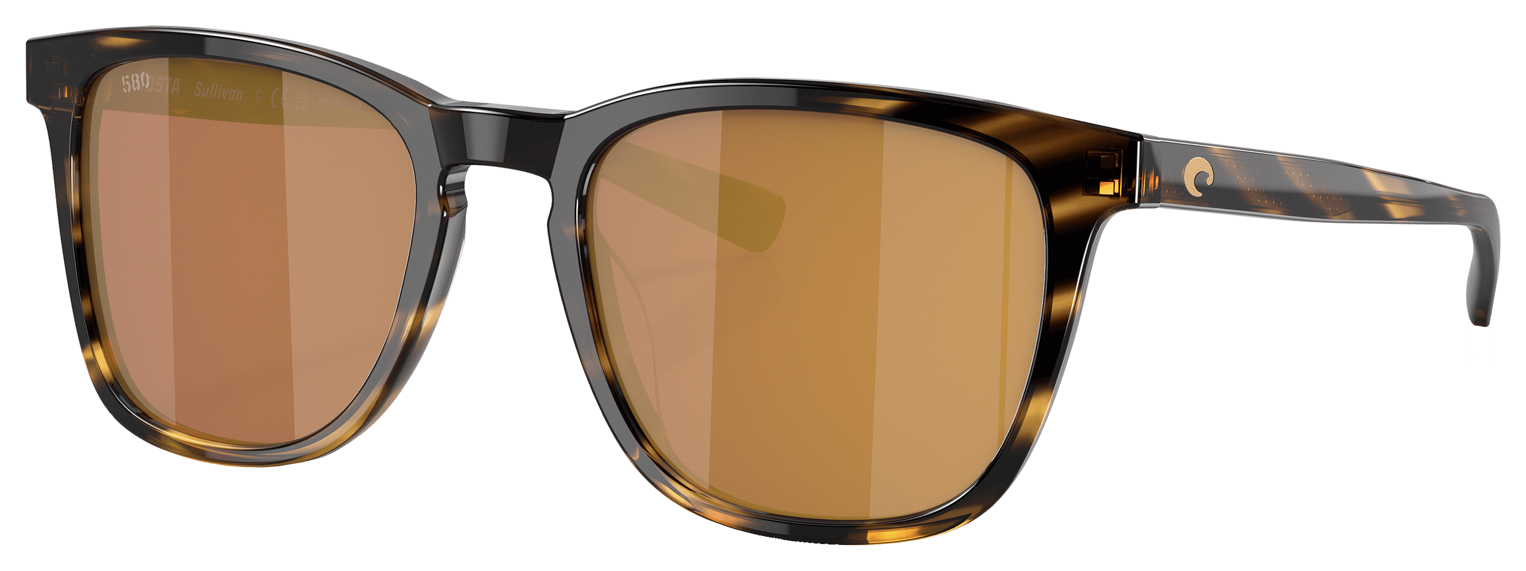 Image of Costa Del Mar Sullivan 580G Glass Polarized Sunglasses - Tortoise/Gold Mirror - Medium