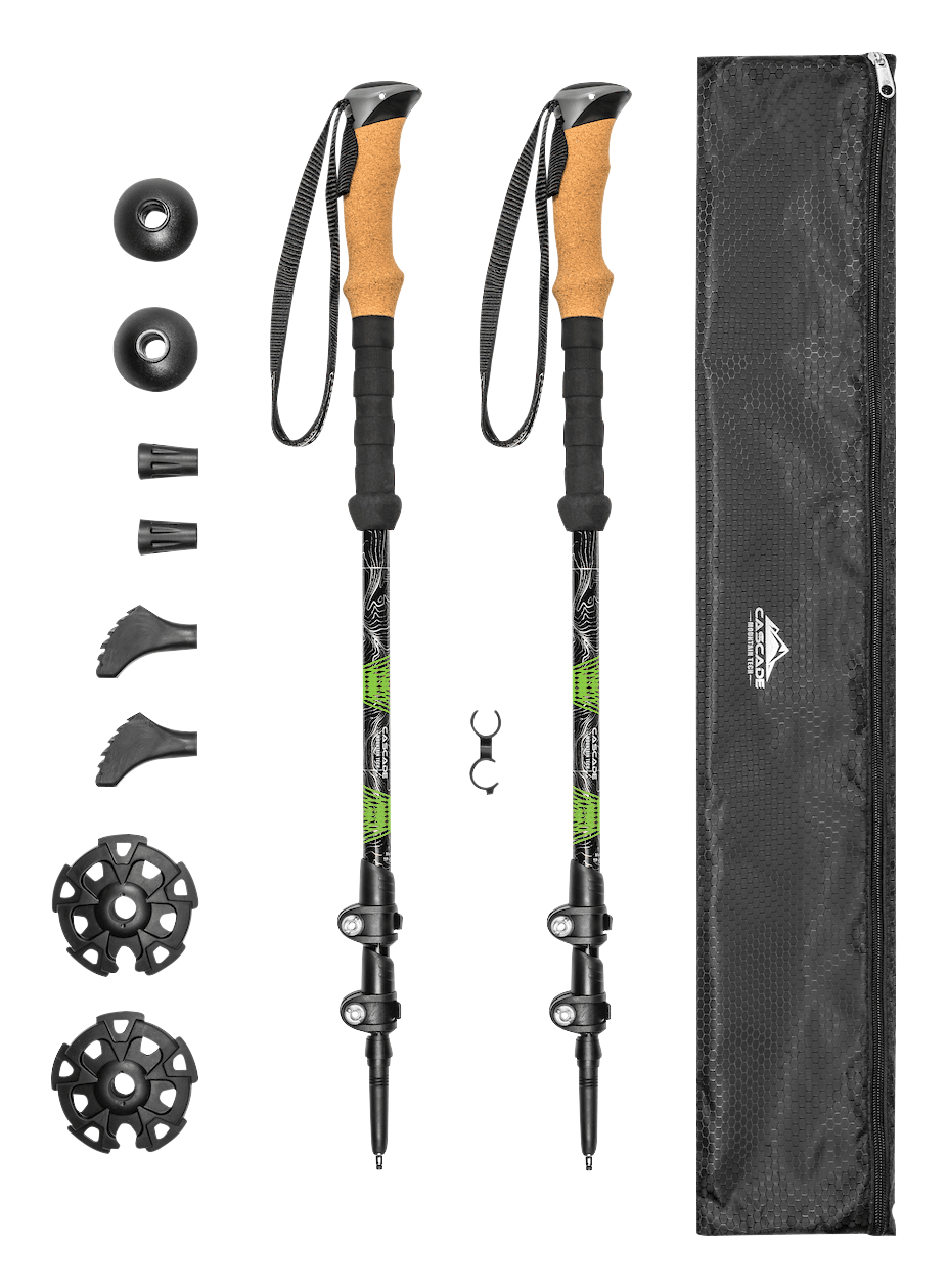 Image of Cascade Mountain Tech Aluminum Quick Lock Trekking Poles with Cork Grip - Green