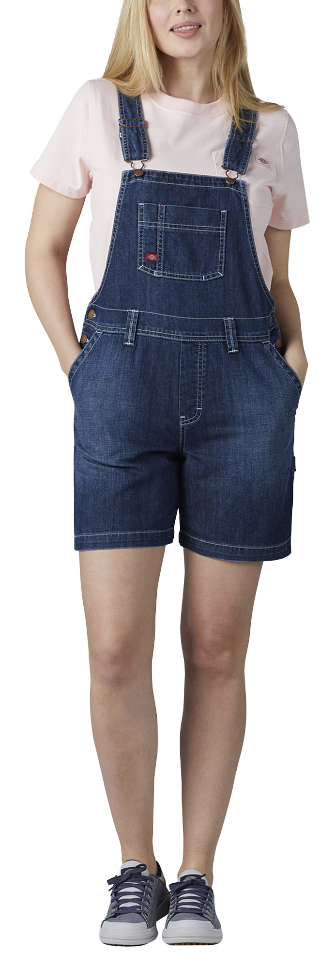 Image of Dickies Bib Shortalls for Ladies - Medium Stonewash w/Bleach