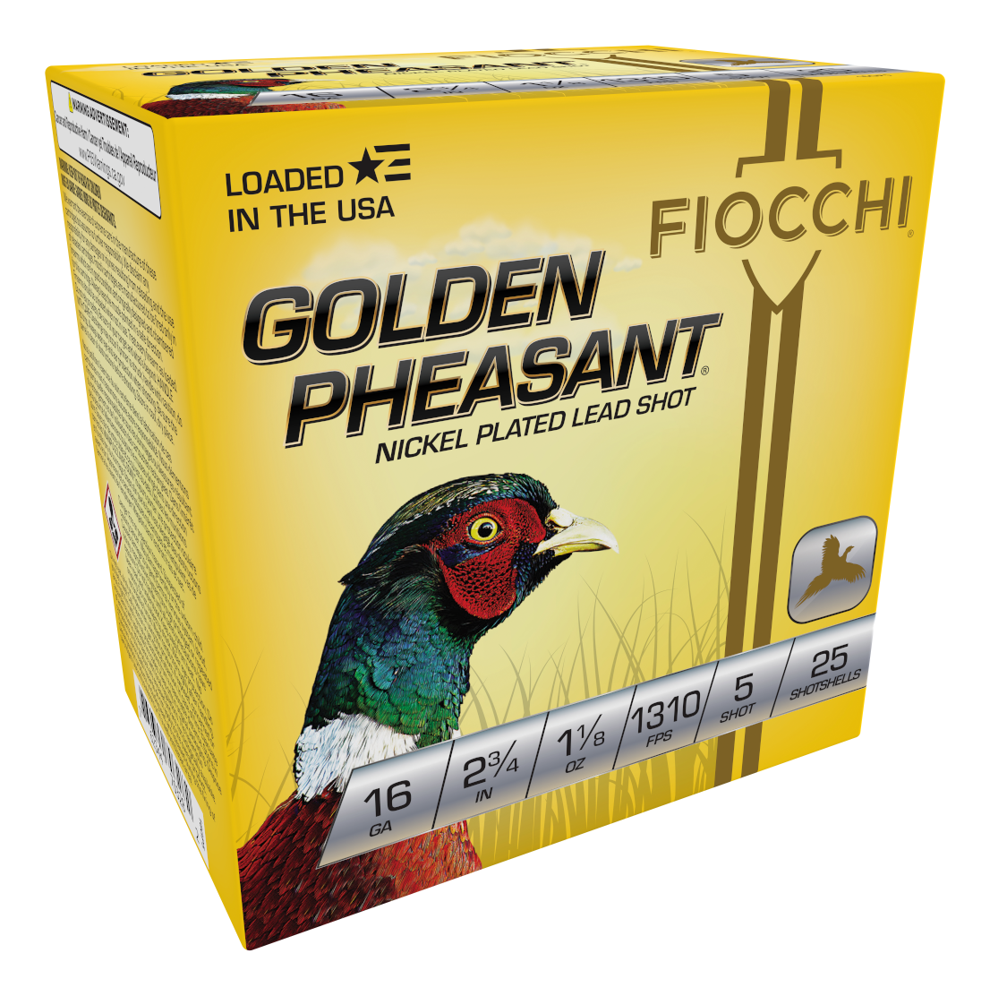 Fiocchi Golden Pheasant Nickel-Plated Lead Shotshells - 16 Gauge - 5 - 2.75" - Fiocchi