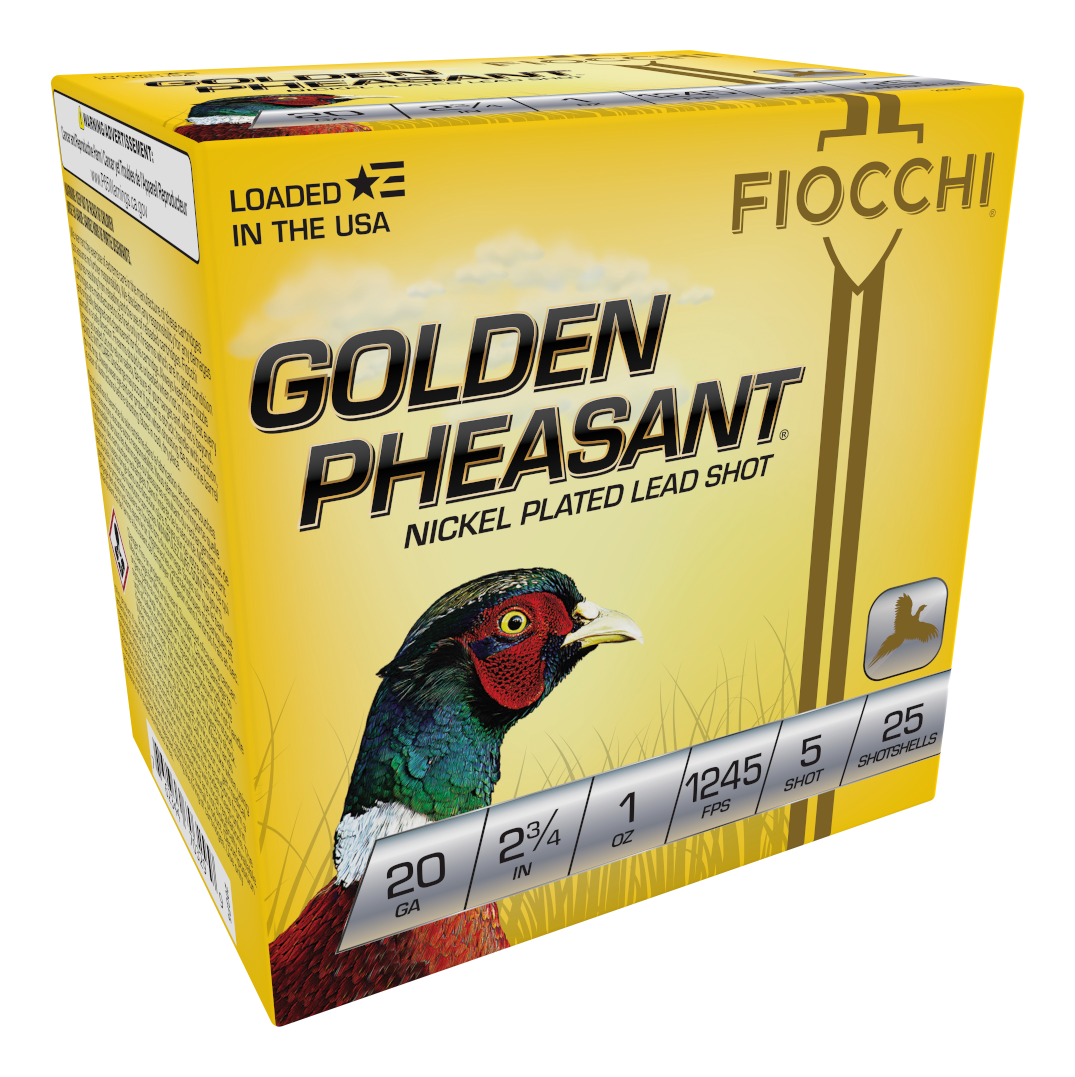 Fiocchi Golden Pheasant Nickel-Plated Lead Shotshells - 20 Gauge - 5 - 2.75"