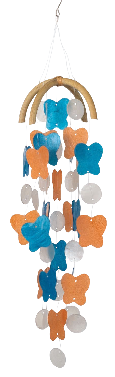 Image of Woodstock Chimes Butterfly Capiz Chime - Sky Blue/Marigold