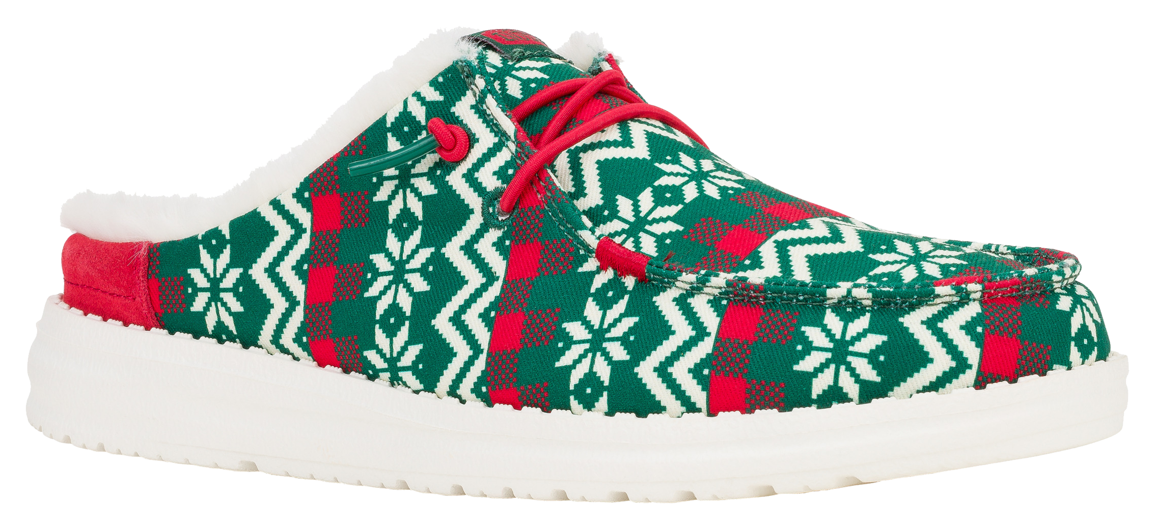 Image of HEYDUDE Wendy Ugly Sweater Slip-On Shoes for Ladies - Green/Multi