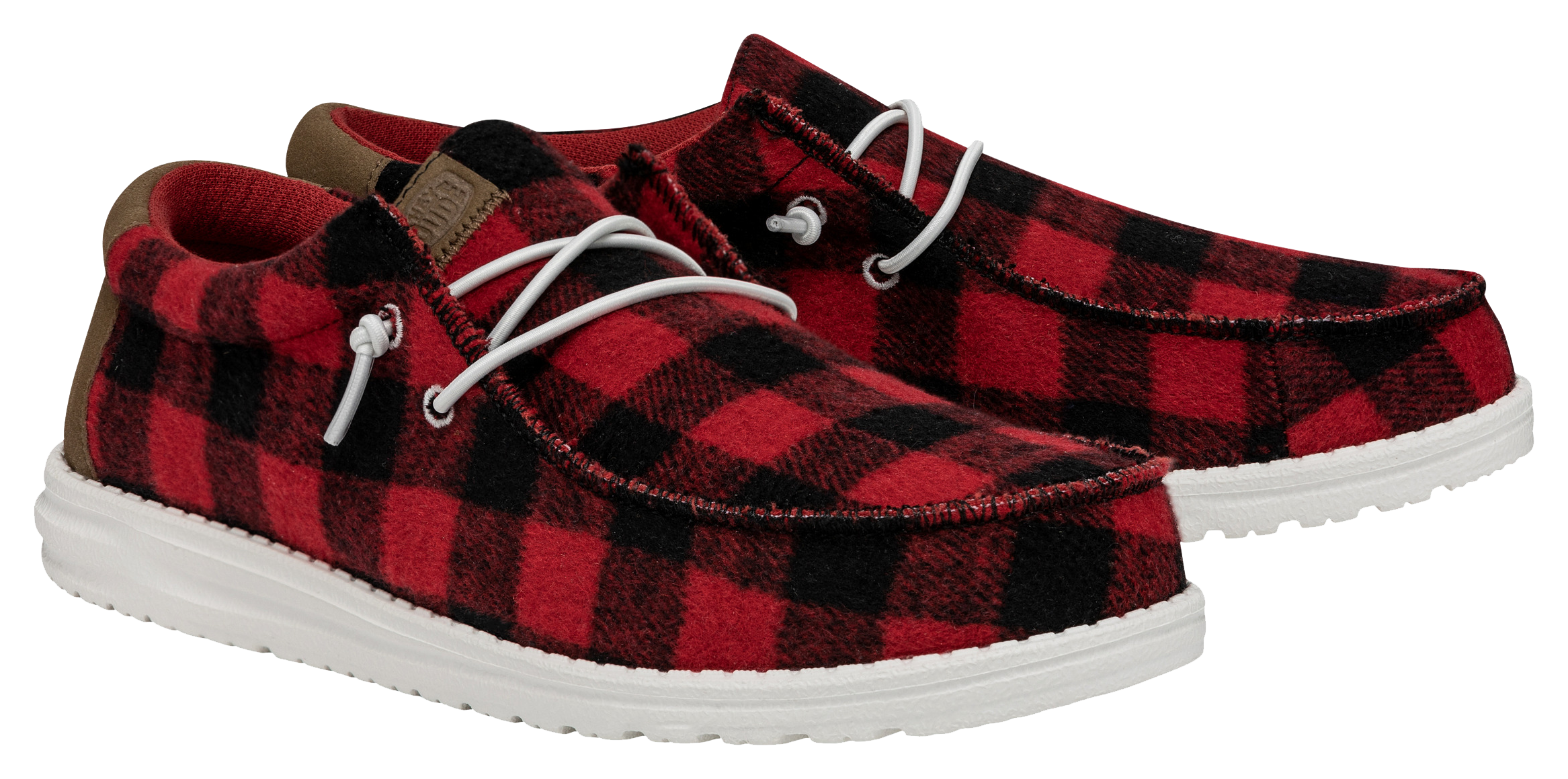 Image of HEYDUDE Wally Buffalo Plaid Casual Shoes for Men - Red