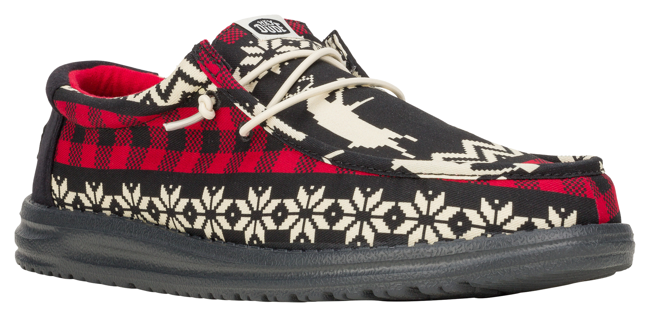 Image of HEYDUDE Wally Holiday Cheers Slip-On Shoes for Men - Black/Multi - 12M