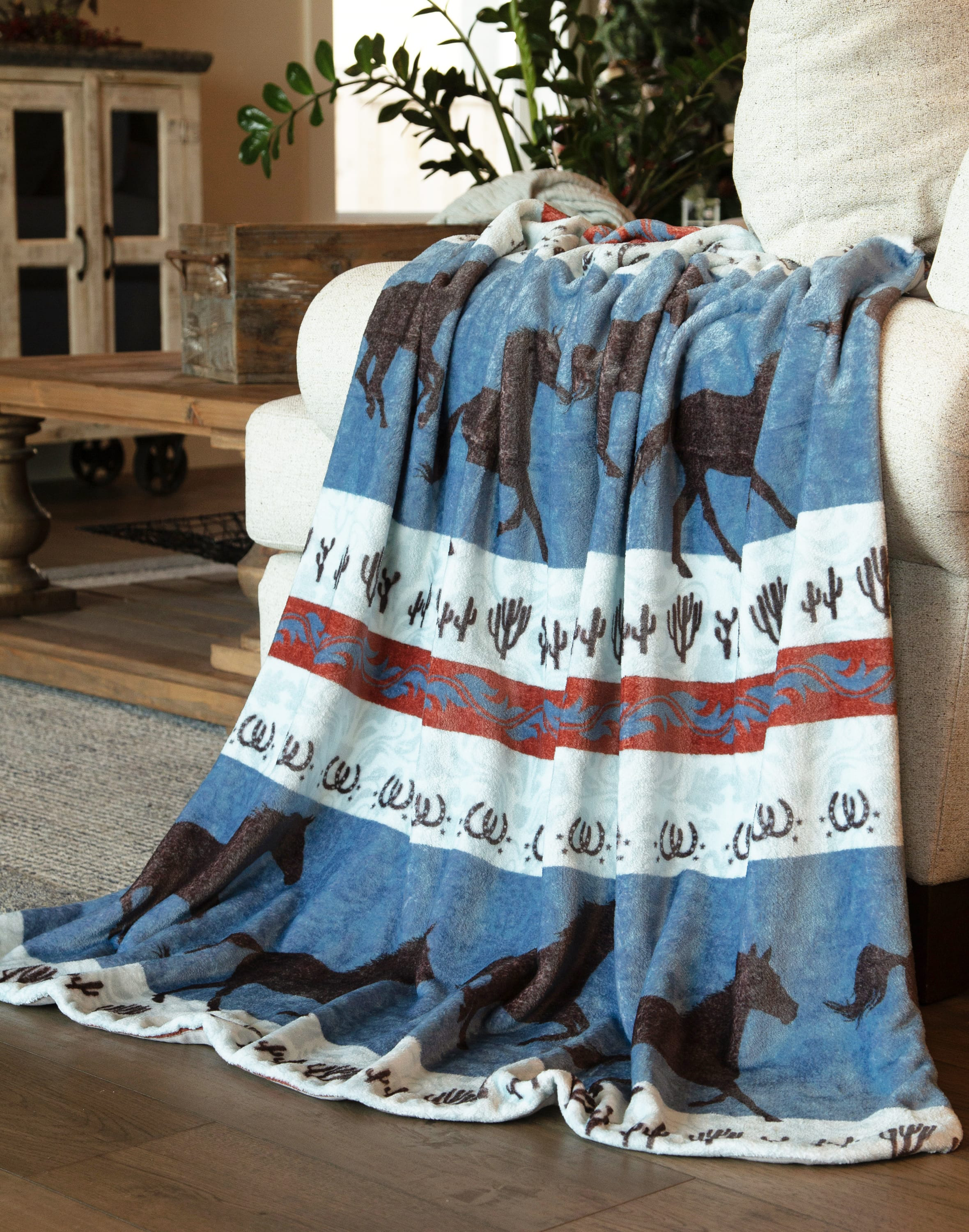 Image of Carstens, Inc. Dancing Desert Horse Heavy Plush Throw Blanket