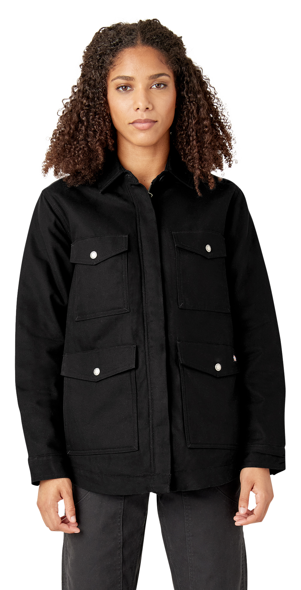 Image of Dickies Duck High-Pile Fleece-Lined Chore Coat for Ladies - Black - XS