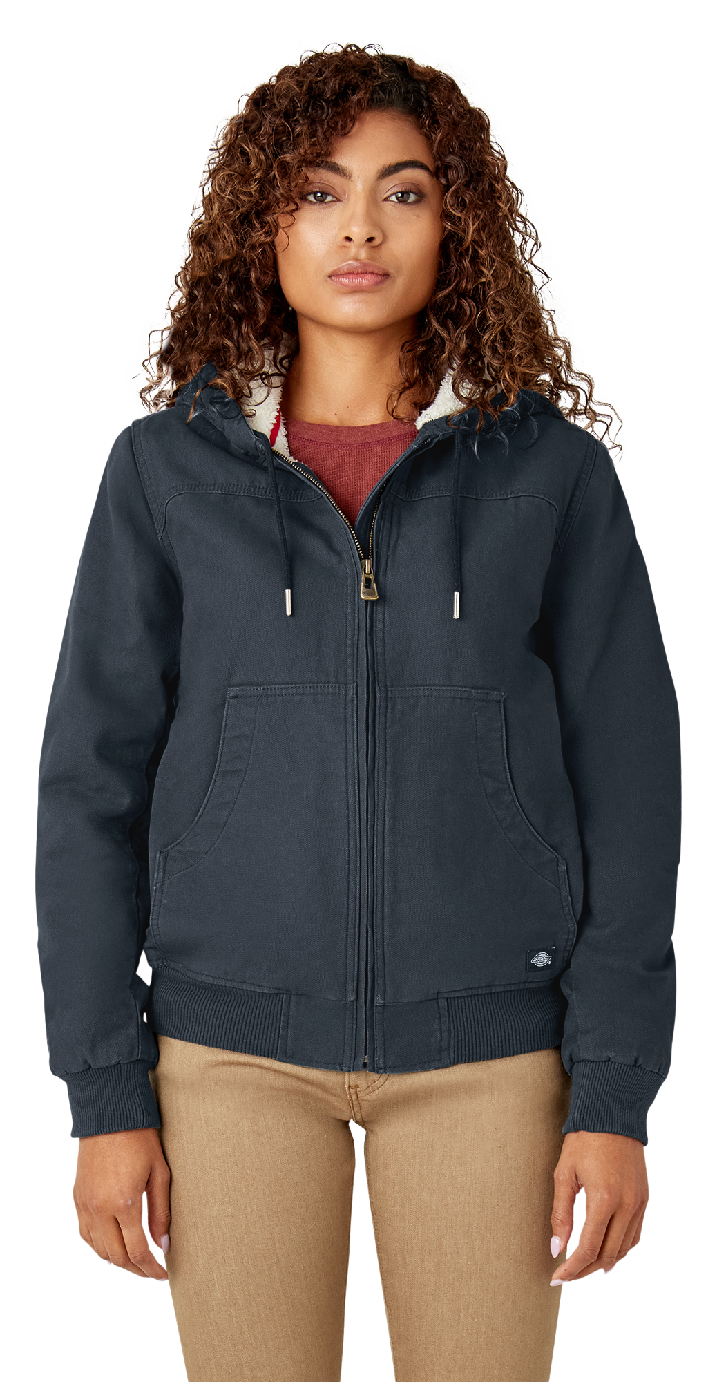 Image of Dickies Fleece-Lined Duck Canvas Jacket for Ladies - Rinsed Diesel Gray - S