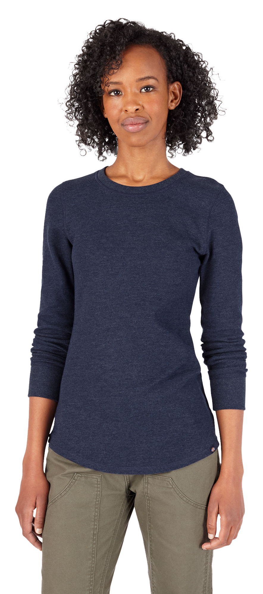 Image of Dickies Thermal Crew-Neck Long-Sleeve Shirt for Ladies - Ink Navy Single Dye - XS