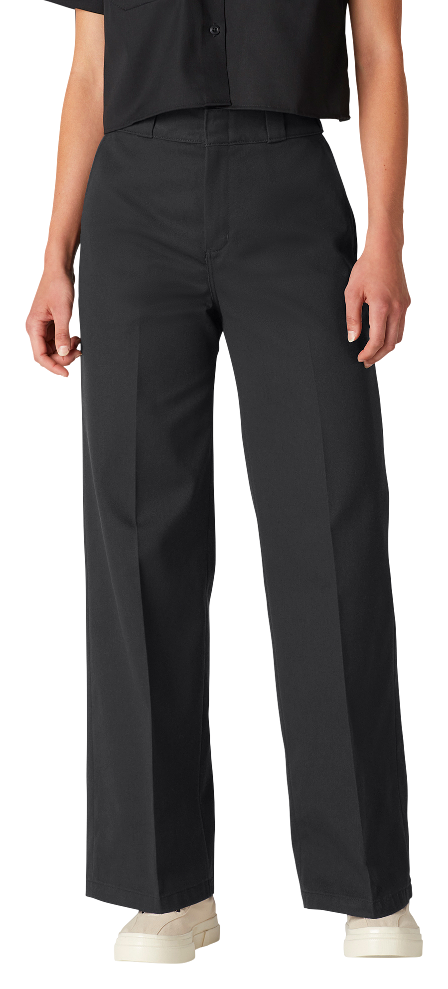 Image of Dickies Regular-Fit Wide-Leg Work Pants for Ladies - Stonewashed Black - 0