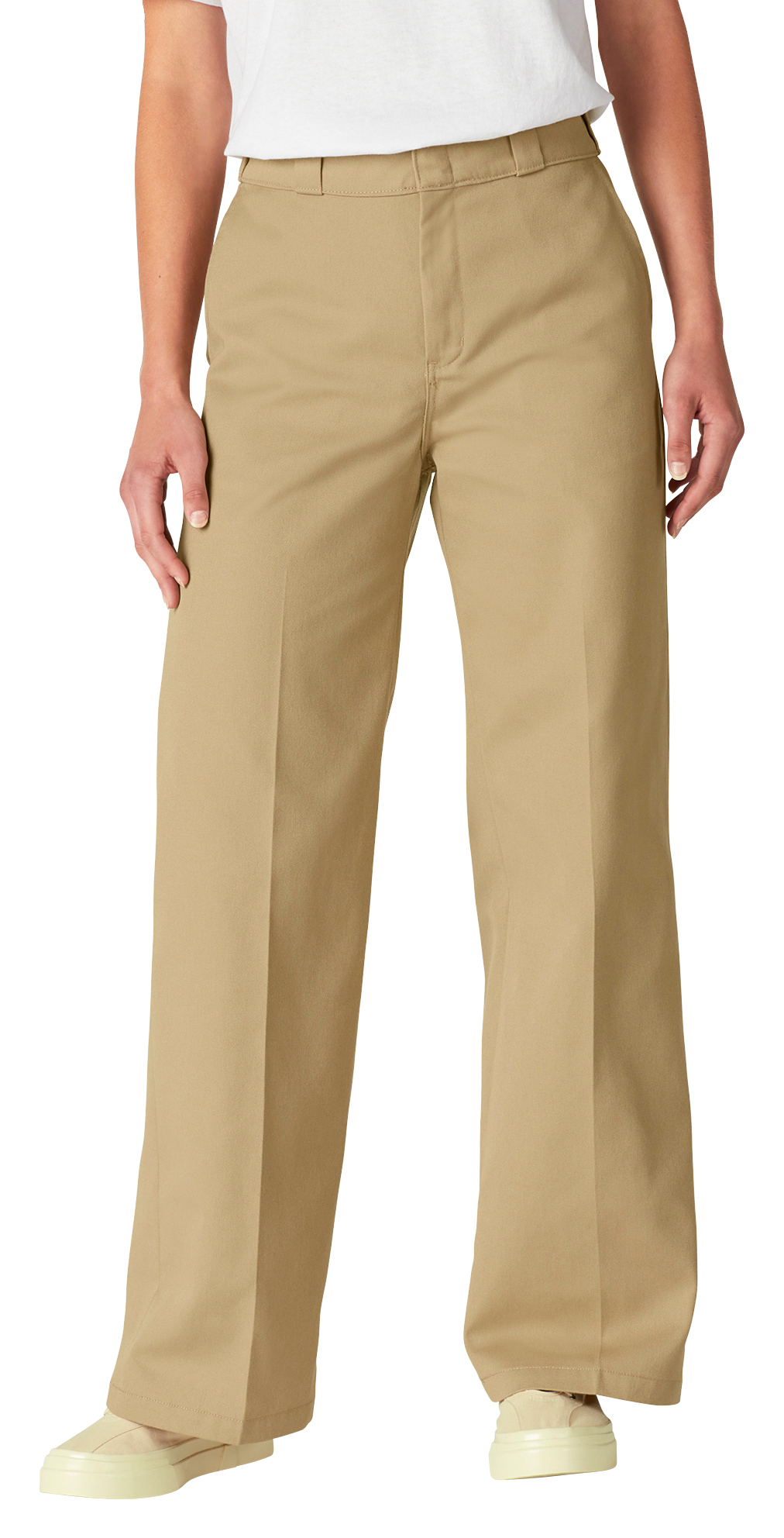 Dickies Regular-Fit Wide-Leg Work Pants for Ladies - Stonewashed Khaki - 8