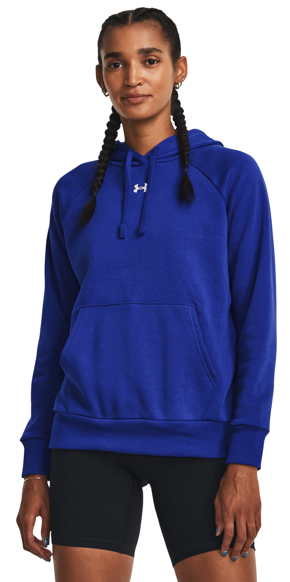 Image of Under Armour Rival Fleece Long-Sleeve Hoodie for Ladies - Royal/White - S