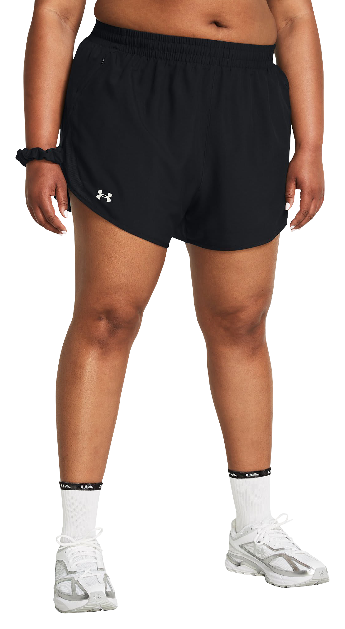 Image of "Under Armour Fly-By 3"" Shorts for Ladies - Black/Black/Reflective - 3X"