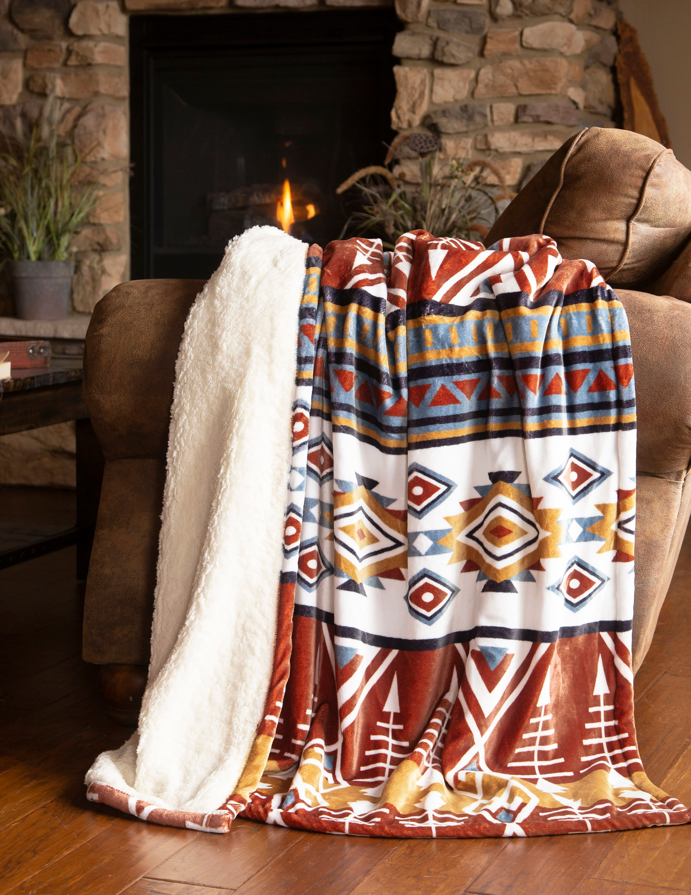 Image of Carstens, Inc. Arrowhead Earth Plush Sherpa Throw