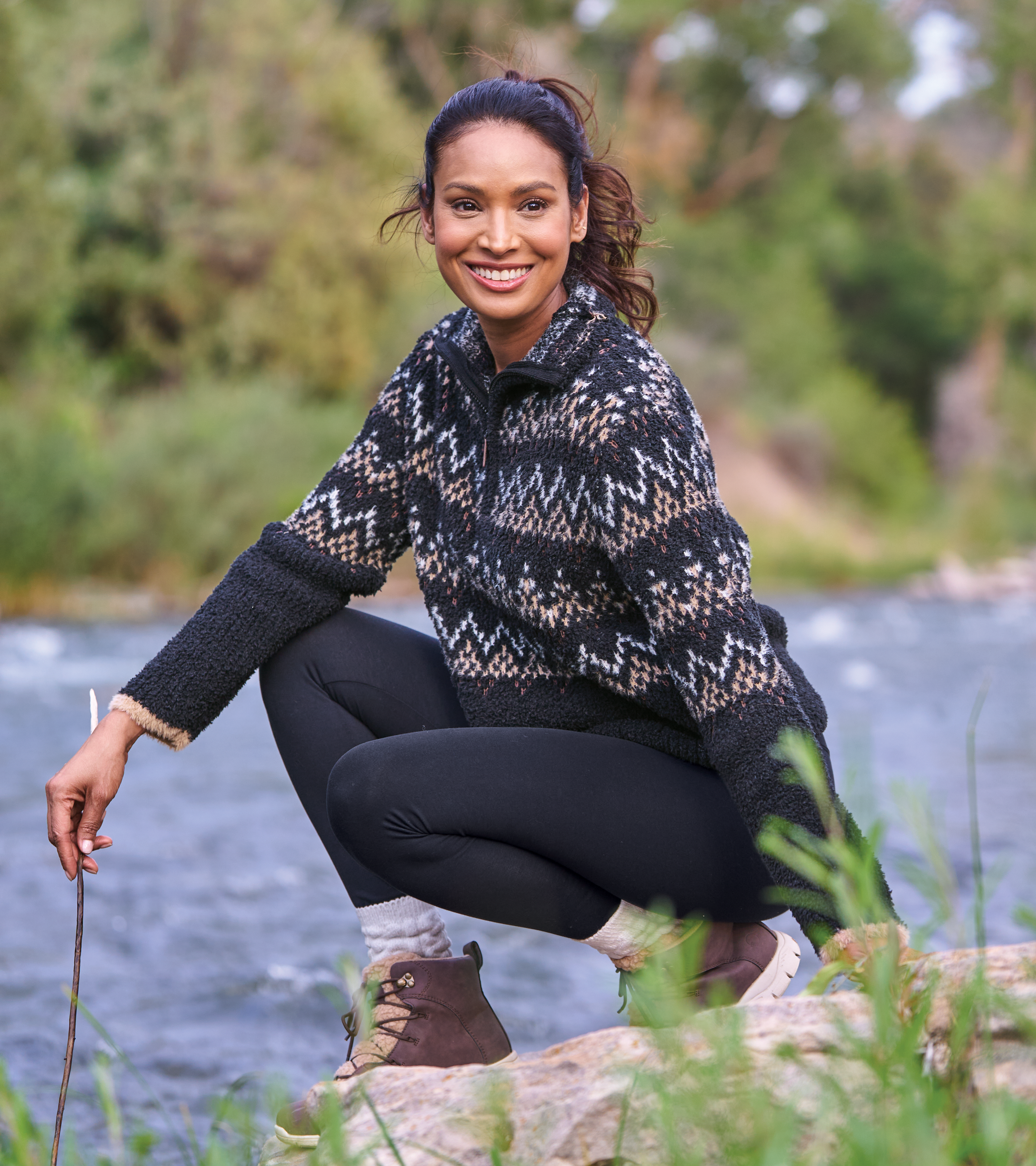 Natural Reflections Alpine Sherpa Quarter-Zip Sweater for Ladies                                                                