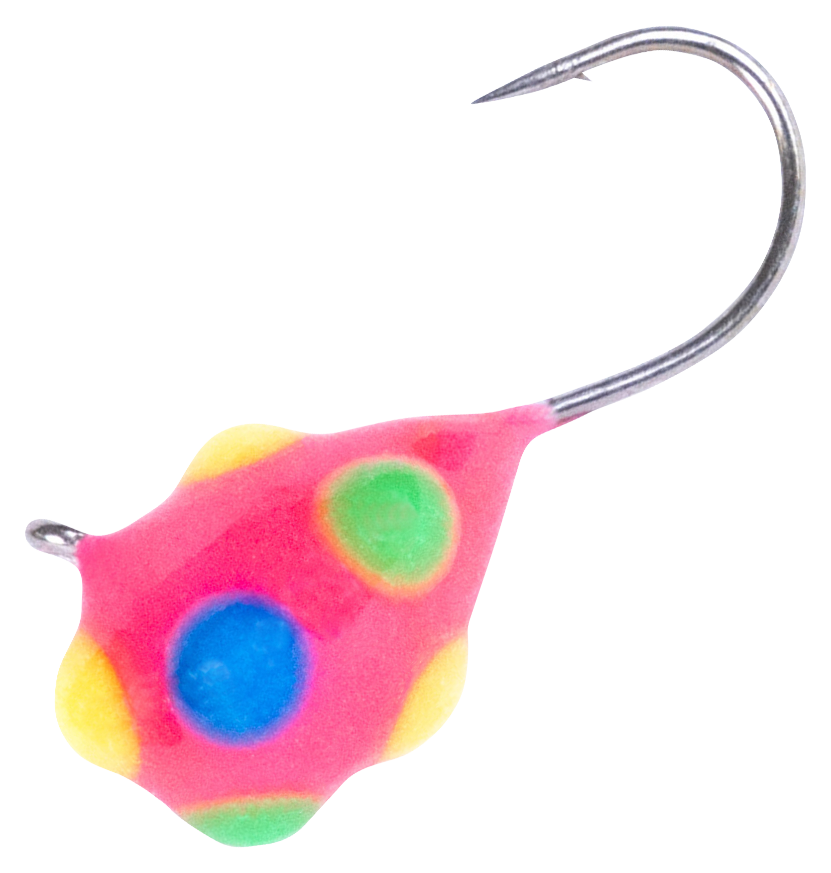 Image of Clam Confetti Drop Tungsten Ice Jig - Pink Multi-Color Glow Dot - 1/32 oz.