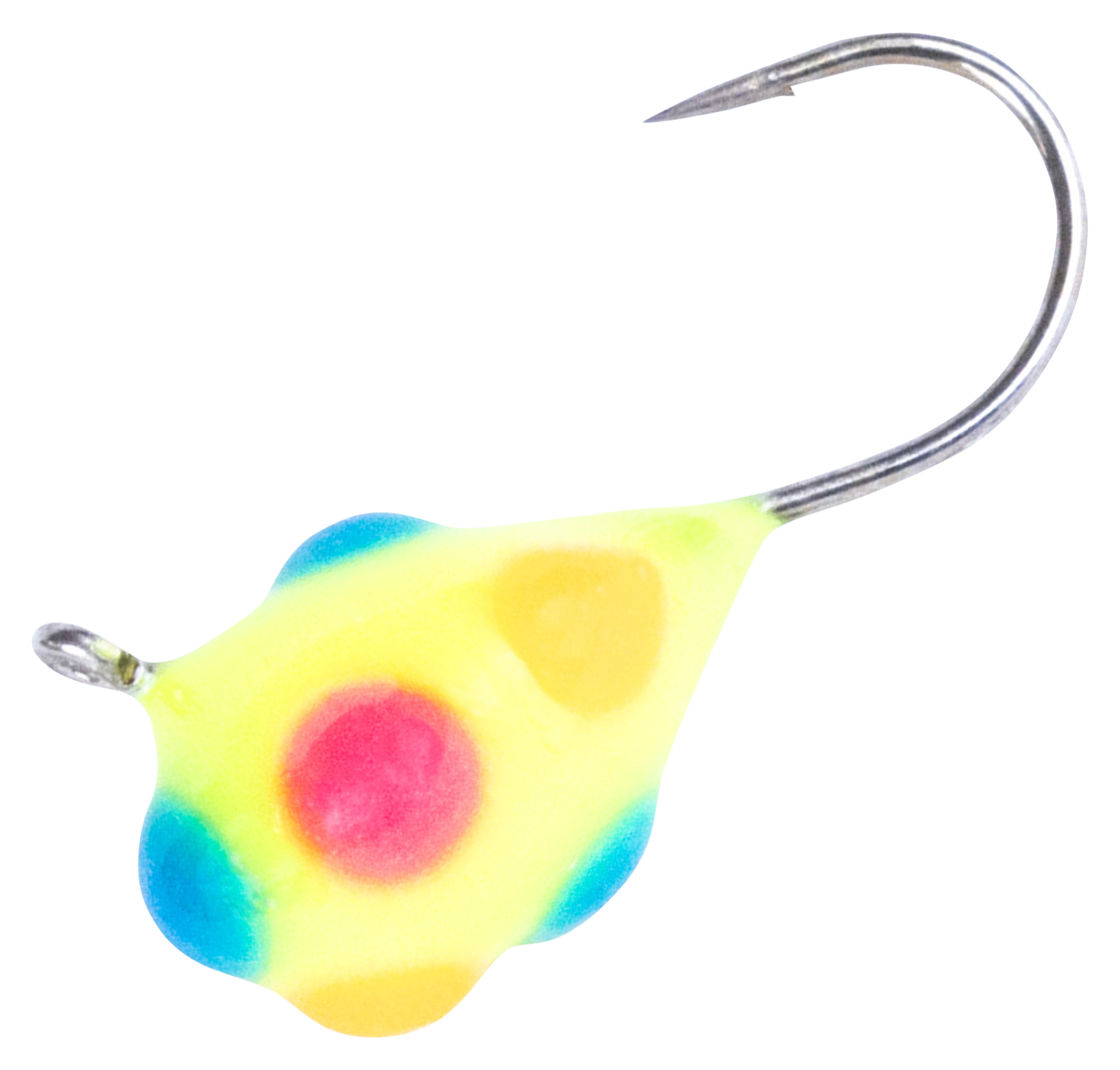 Image of Clam Confetti Drop Tungsten Ice Jig - Chartreuse Multi-Color Glow Dot - 1/32 oz.