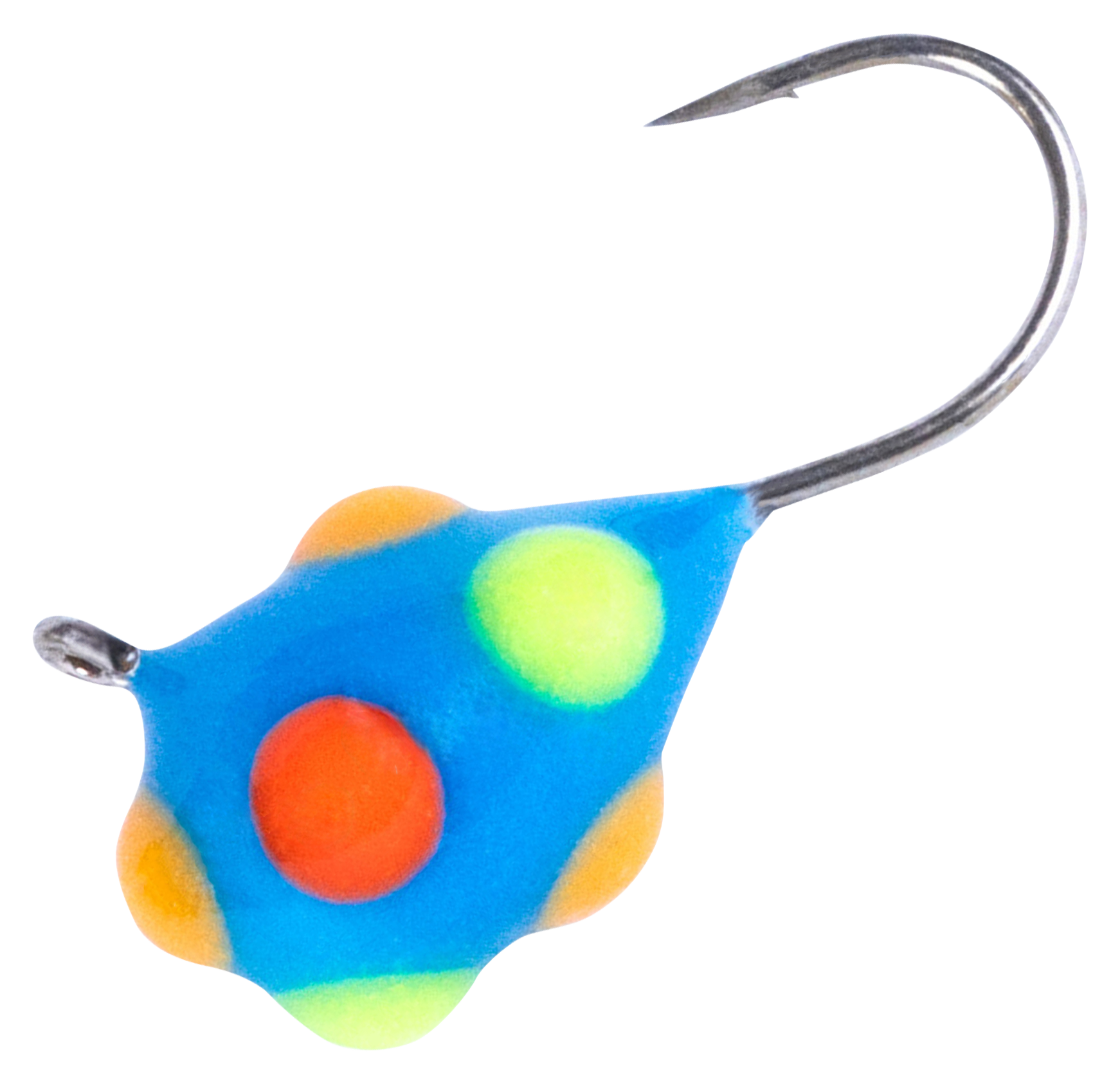 Image of Clam Confetti Drop Tungsten Ice Jig - Blue Multi-Color Glow Dot - 1/16 oz.