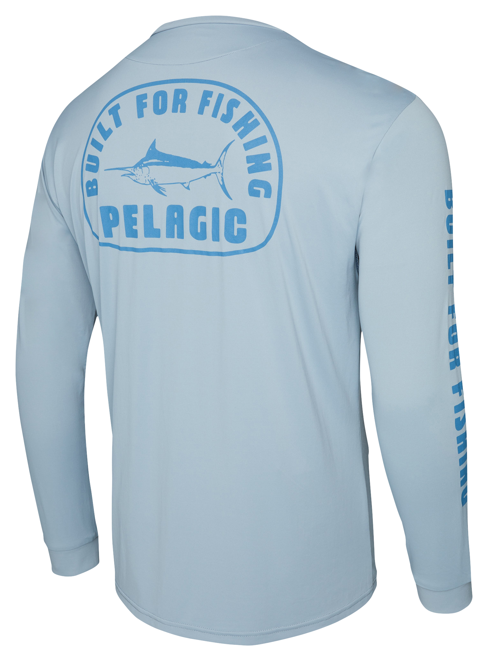 Image of Pelagic Aquatek Marlin Stamp Long-Sleeve Shirt for Men - Slate/Marlin Stamp - S